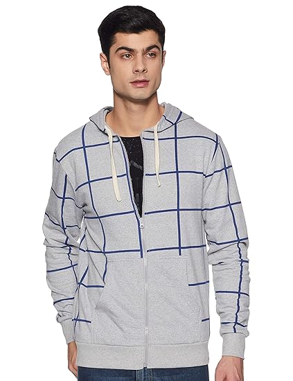 Full Sleeve Checks Design Men's Sweatshirt(AZW18_ZH_M_CHK_GRBU_AZ_L)
