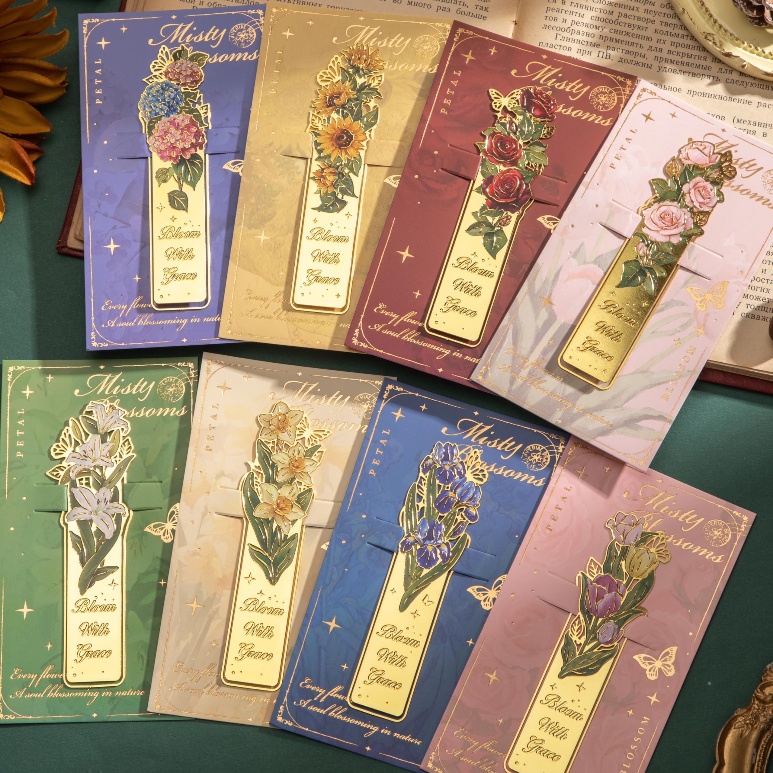 4 Pieces Metal Bookmarks with Tassel, Golden Hollow Bookmark Oil Painting Theme Book Mark Bookmarks for Book Lovers Writers Readers Children Teens Men Women Adults