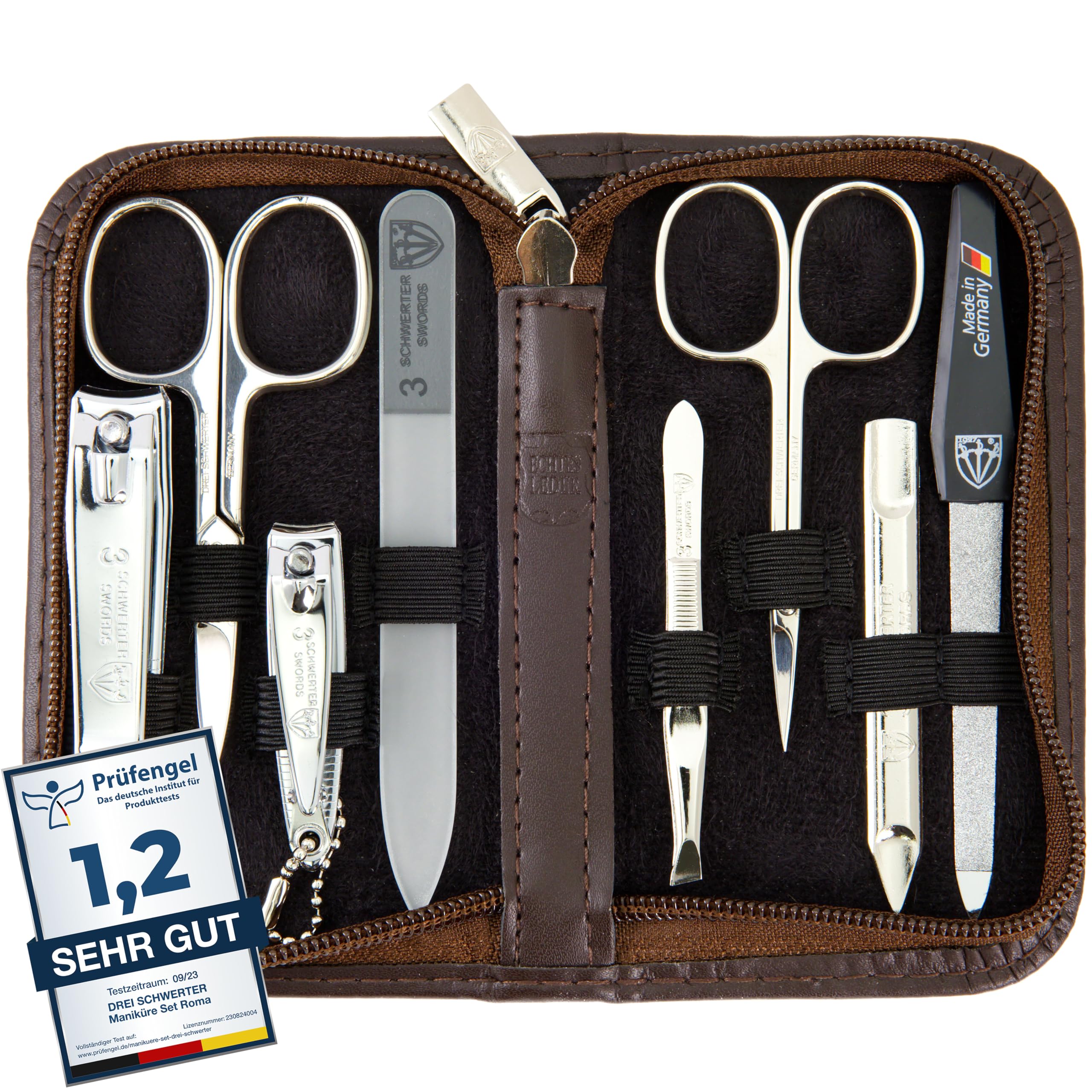 Kit manucure pédicure en cuir véritable 16 pièces fabriqué à Solingen de qualité supérieure - 8