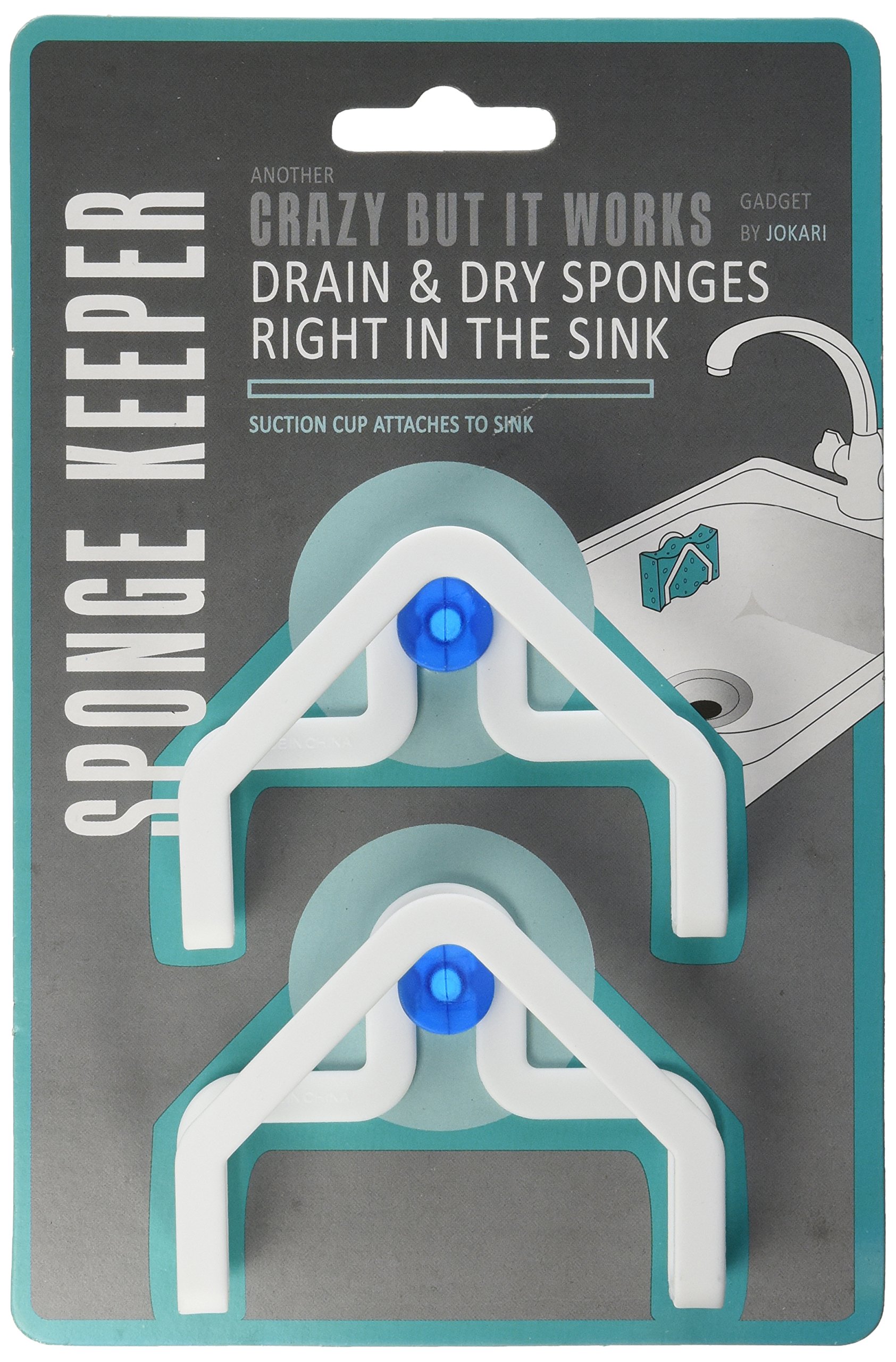 JOKARI 5007 - Sponge Holder - Porte-Éponges - Support de Rangement - Blanc 7,6 x 2,5 x 7cm - Colle à Toutes Les Surfaces Planes
