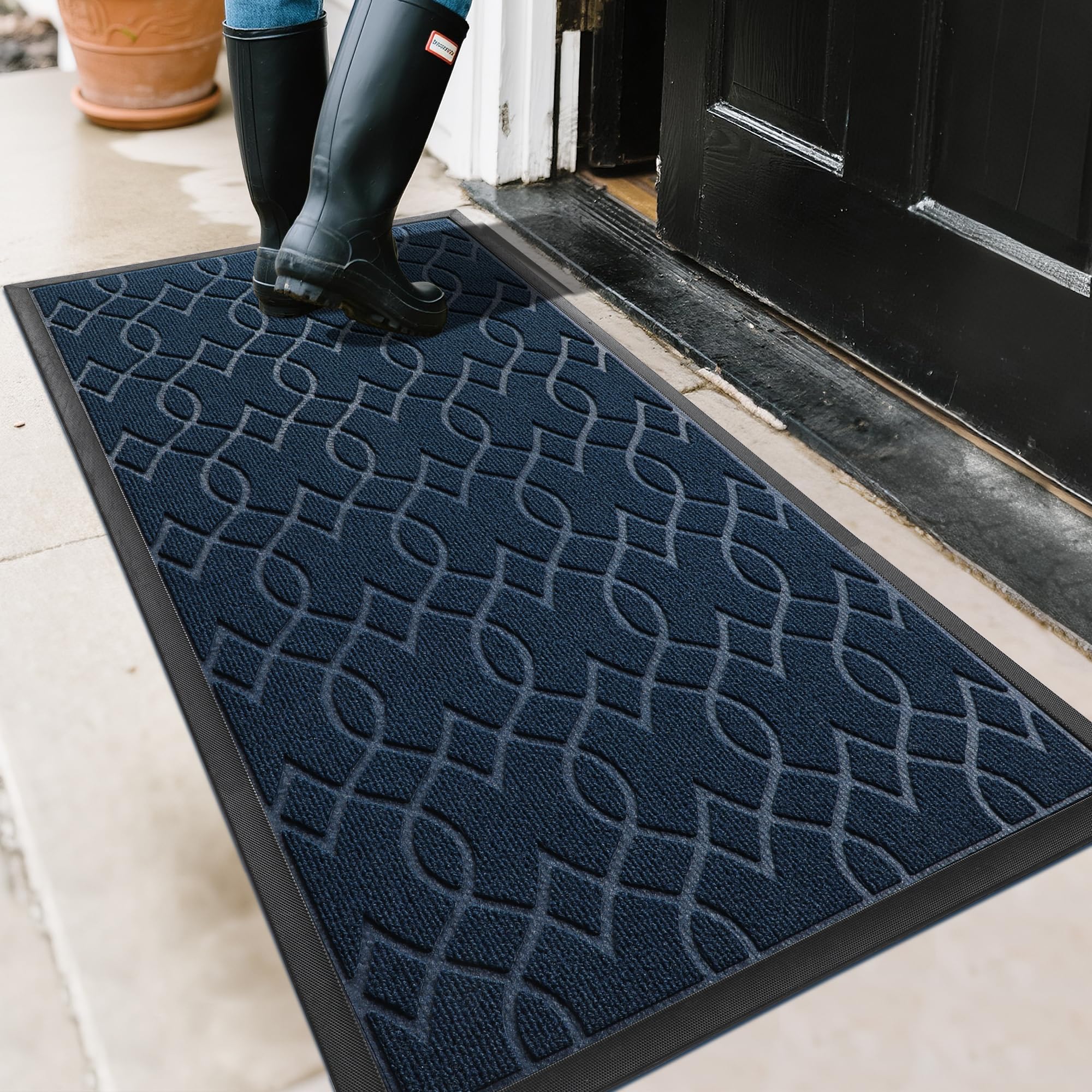 Yimobra Large Door Mat 47x24, All-Season Waterproof Doormat Outdoor Entrance, Heavy Duty Non-Slip Outside Door Mat for Garage Patio Proch Entryway