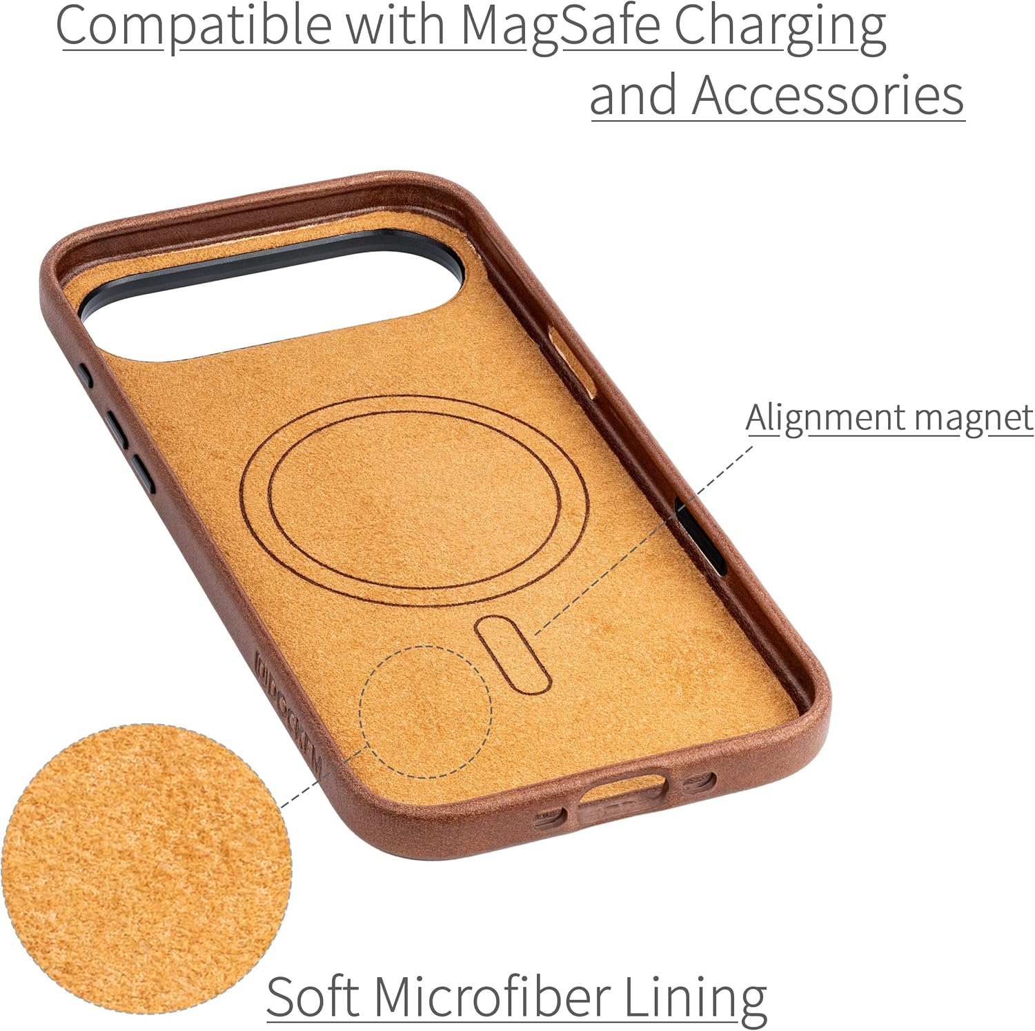 Dockem Genuine Leather Case for iPhone 17 Air Compatible with MagSafe, with Capacitive Camera Control Button (MSGL, Brown) - Image 4