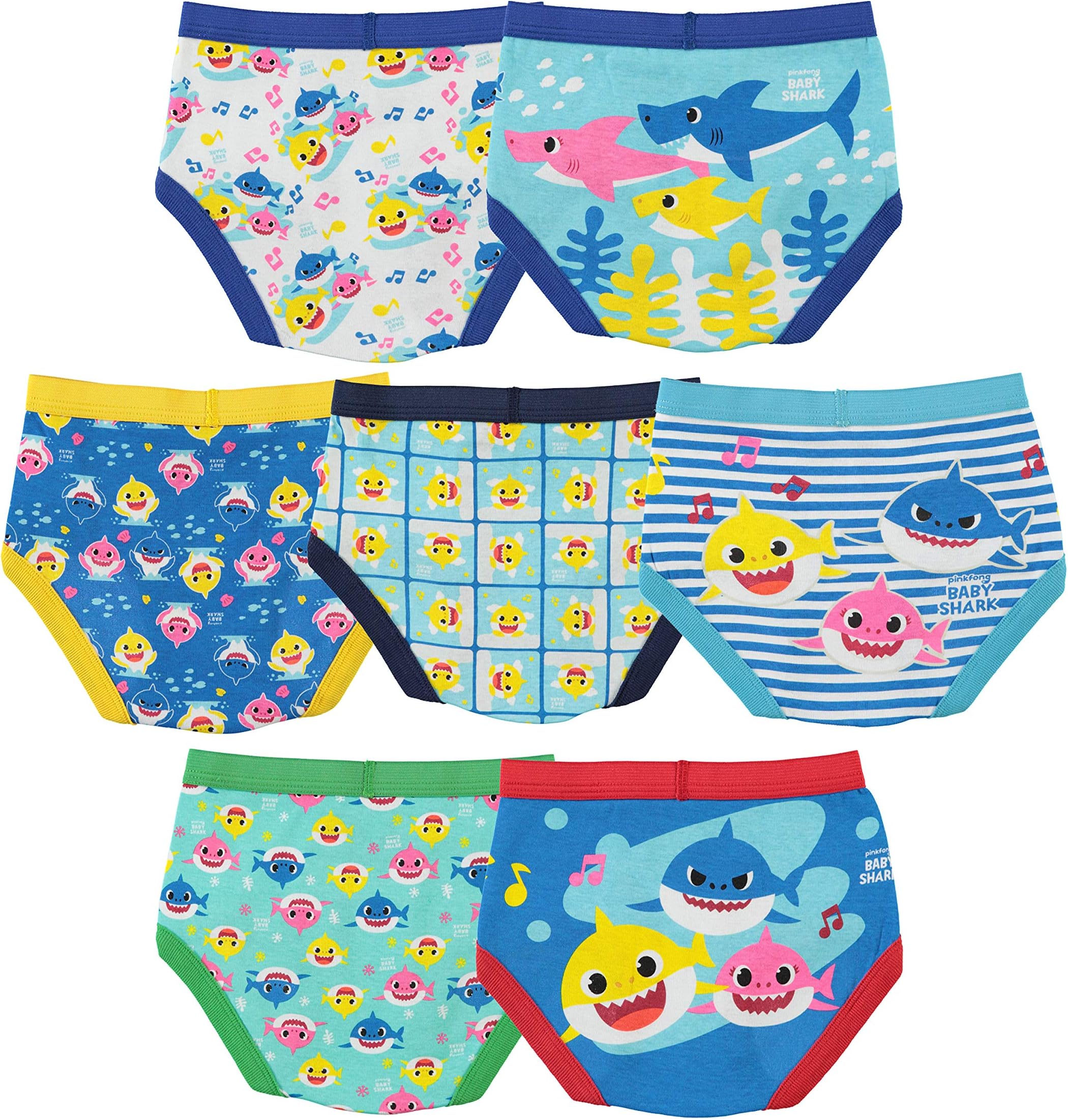 Baby Shark baby-boys 100% Combed Cotton Toddler Underwear Briefs in Sizes 18m, 2/3t, 4t, 4, 6, 8