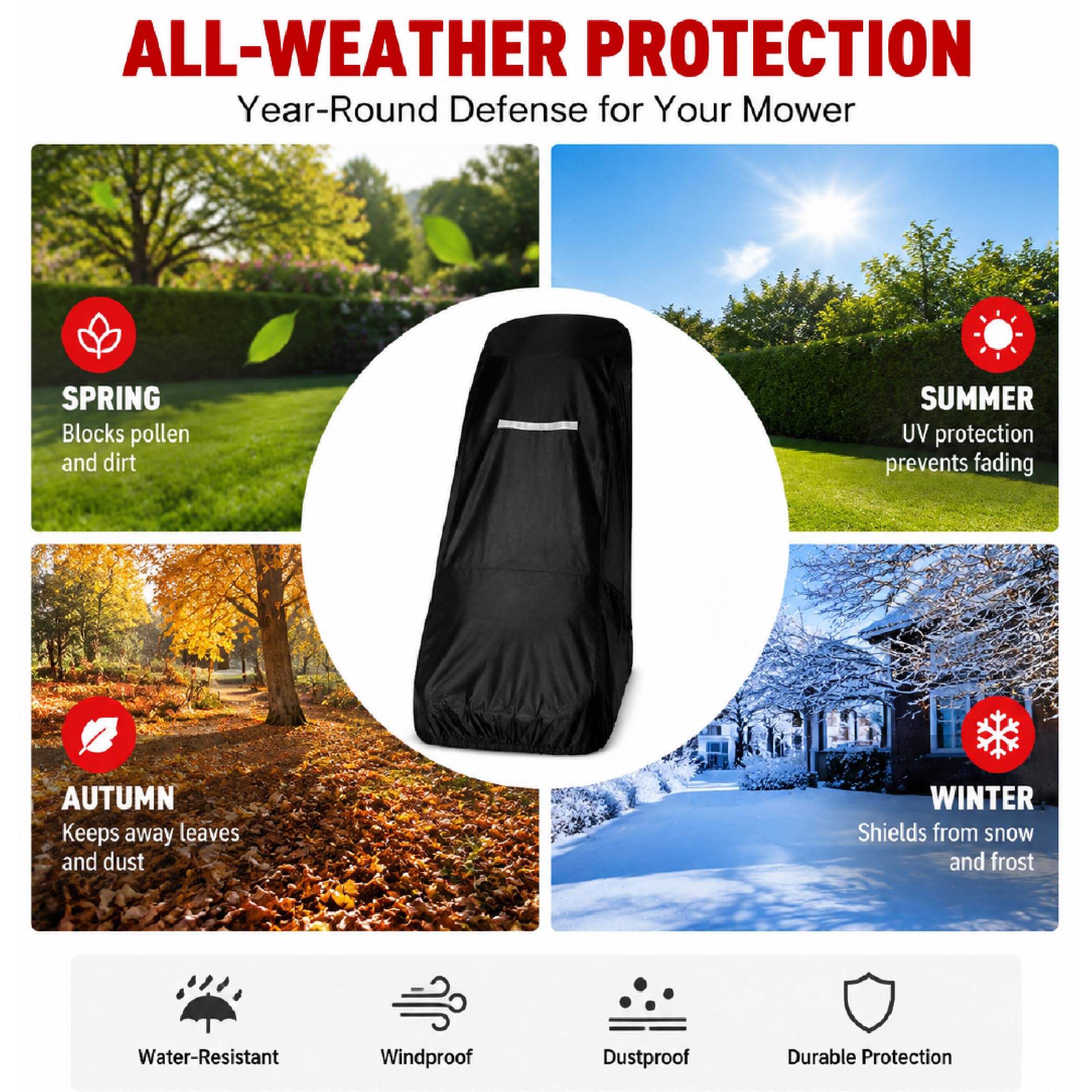 Protector Desbrozadora para Einhell GC PM 46/2 S HW, Oxford Impermeable Cordón Ajustable, Resistente al Viento y Sol