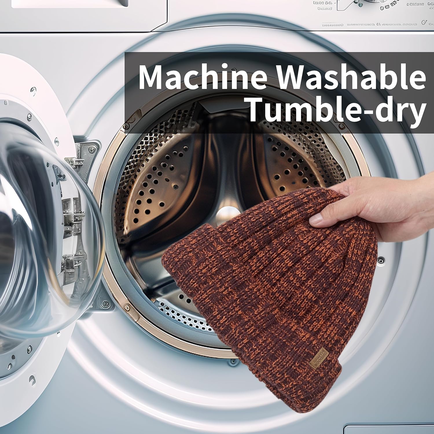 OUTDOOR SHAPING Fleece Lined Knit Cuffed Beanie Winter Hats for Women Men Soft Ski Skull Cap - Image 5