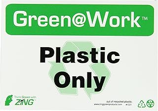 ZING 1031 Green at Work Sign, Plastic Only, Recycle Symbol, 7Hx10W, Recycled Plastic
