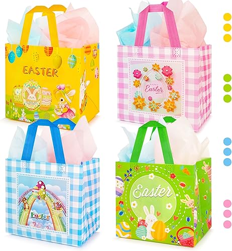 Miniatura 1 de ANOTION Bolsas de Pascua bolsas de regalo de Pascua bolsas de Pascua para niños bolsas de Pascua con asas bolsas de regalo de Pascua papel de seda