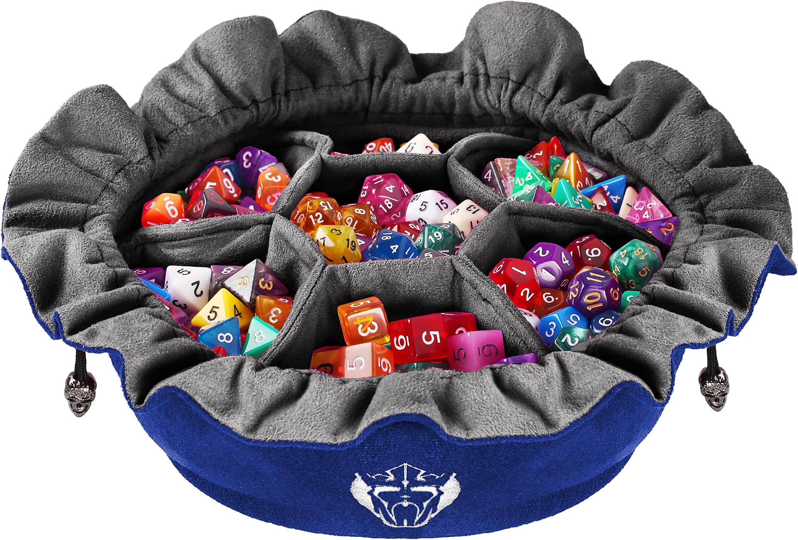 CardKingPro Immense Dice Bags with Pockets - Blue - Capacity 150+ Dice - Great Organizer for Dice Hoarders, Perfect for Dungeons and Dragons [Patented Design]