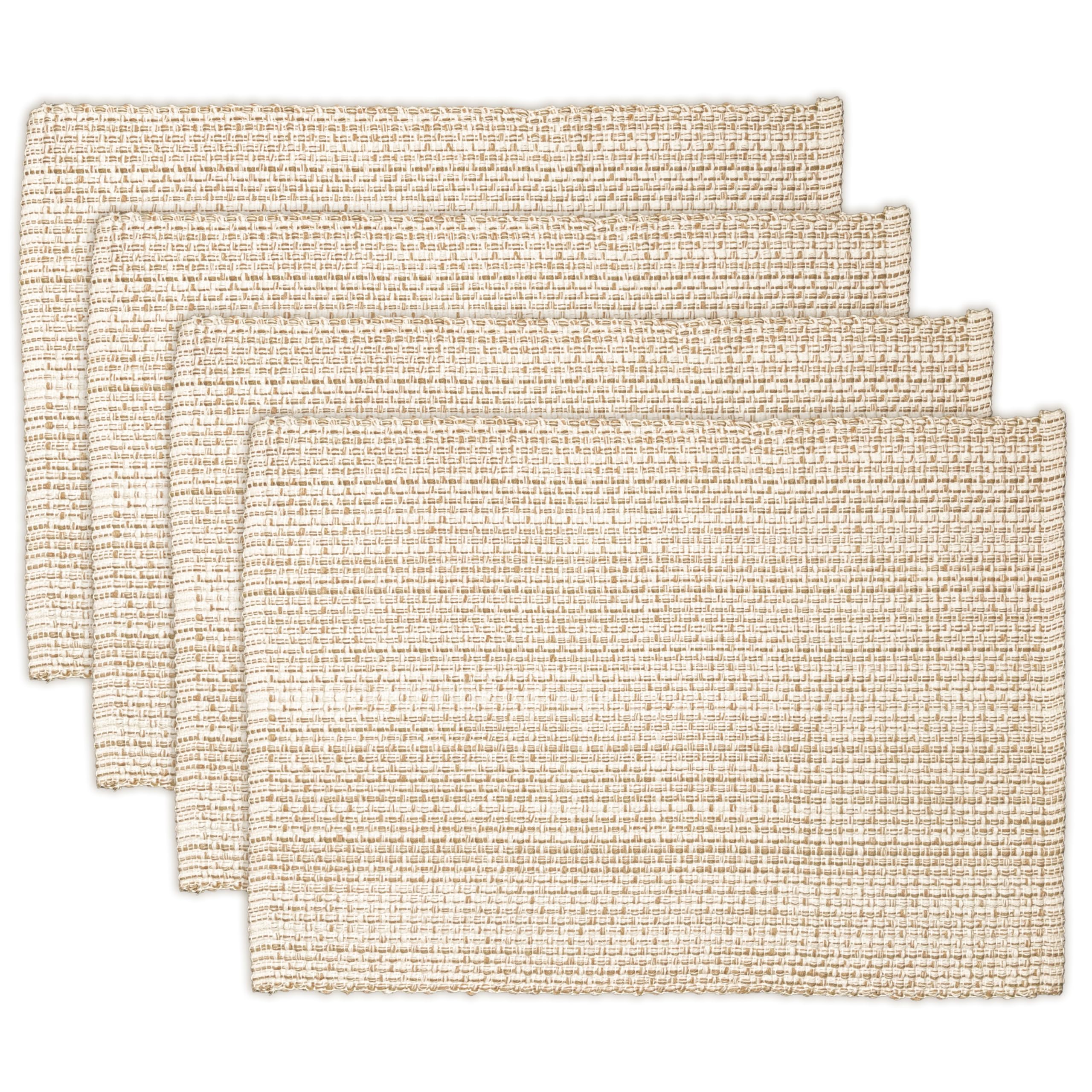 Chardin Home Juego de 4 manteles individuales 100% algodón reciclado, color marfil/beige, 13 x 19 pulgadas, tela tejida de dos tonos, ideal para uso diario, fiestas, cenas de vacaciones, juego de