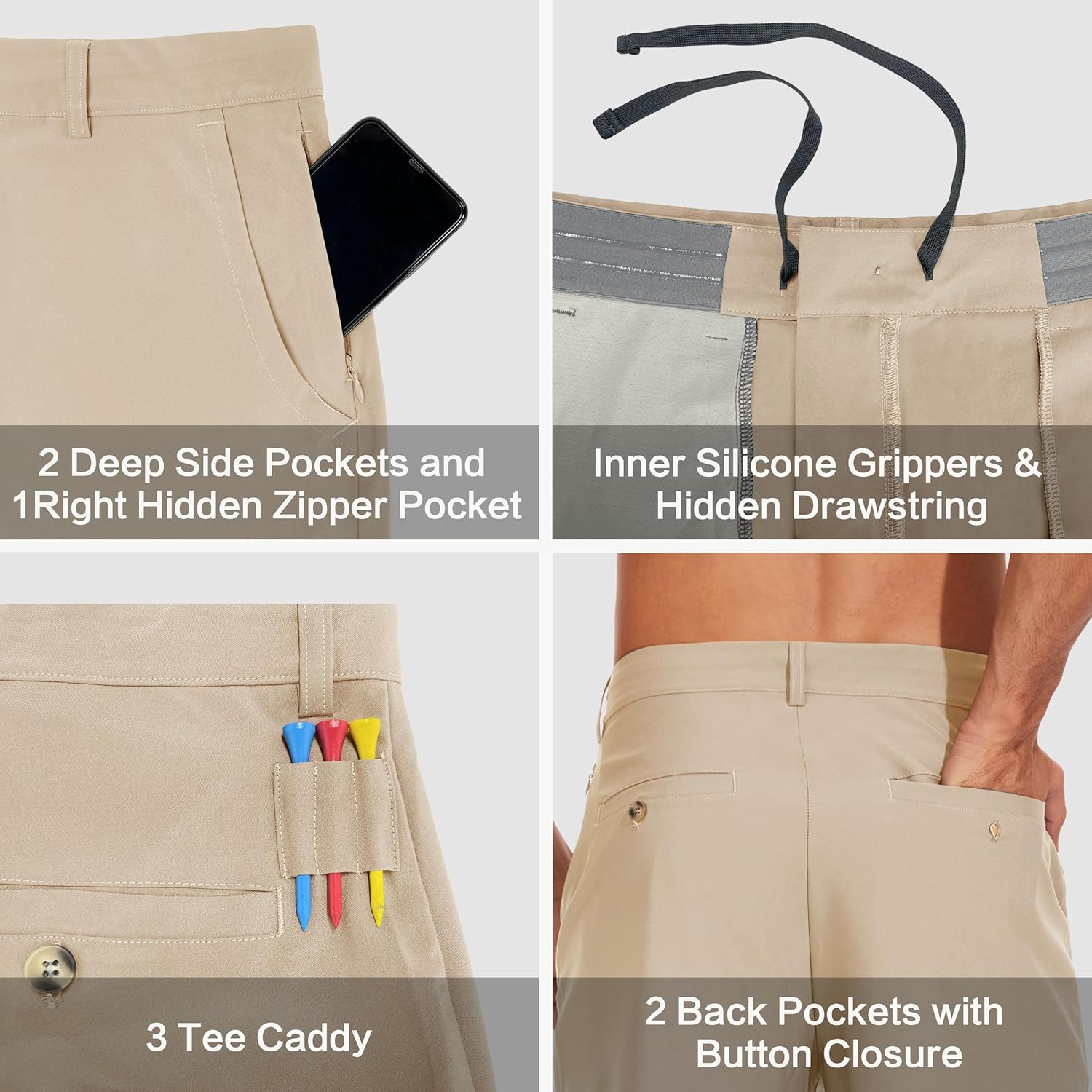 JWM Men's Golf Dress Pant Stretch - 30" Work Business Casual Comfy Trousers Slacks Quick Dry Lightweight Thickened - Image 4