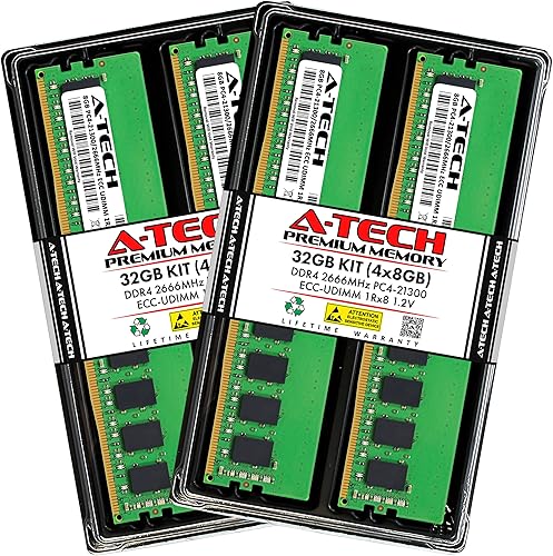A-Tech 32GB Kit (4x8GB) RAM for Supermicro Super X11SCA-F, X11SCL-F, X11SCM-F, X11SSL-CF, X11SSL-F, X11SSW-F, X11SSW-TF DDR4 2666MHz PC4-21300 ECC