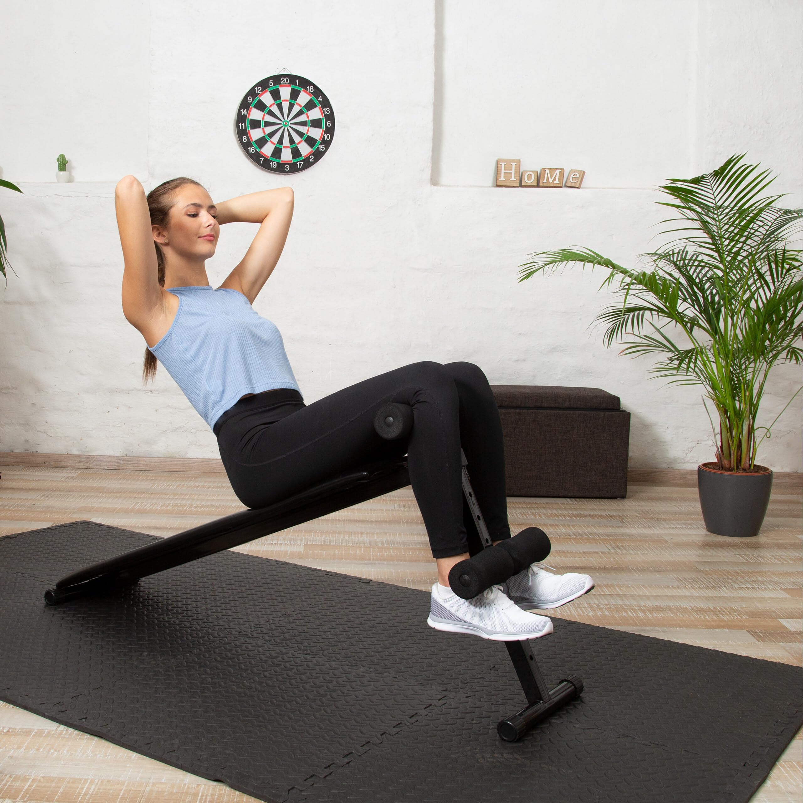16 Bodenschutzmatten 60x60cm, 6m², Unterlegmatte f. Fitnessgeräte, Stärke 1cm, erweiterbar, Lärm- & Trittschutz, schwarz