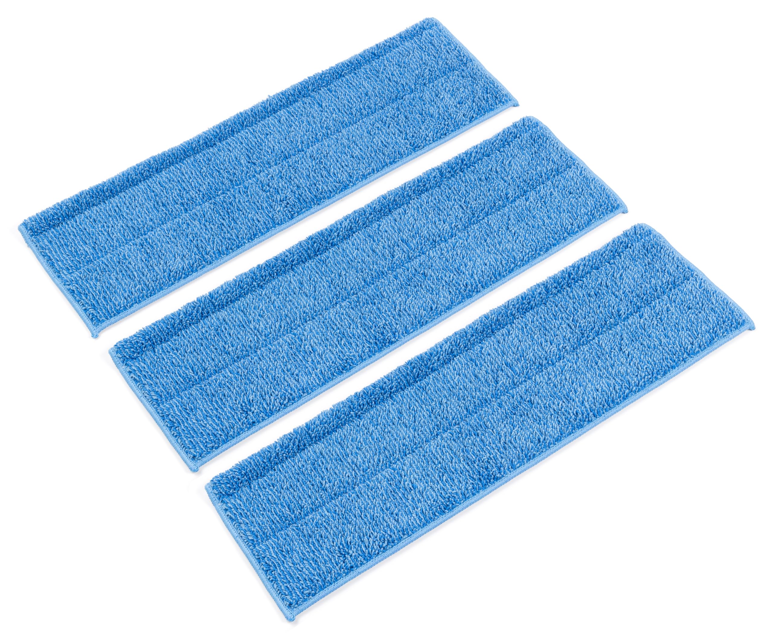 18" Microfiber Wet and Dry Mop Pads 3-Pack - Premium Commercial Grade Washable Pads (18", Blue)