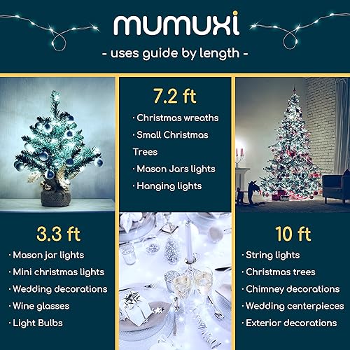 Miniatura 7 de MUMUXI - Guirnalda de luces LED (16 unidades, 10 pies, 30)., Blanco