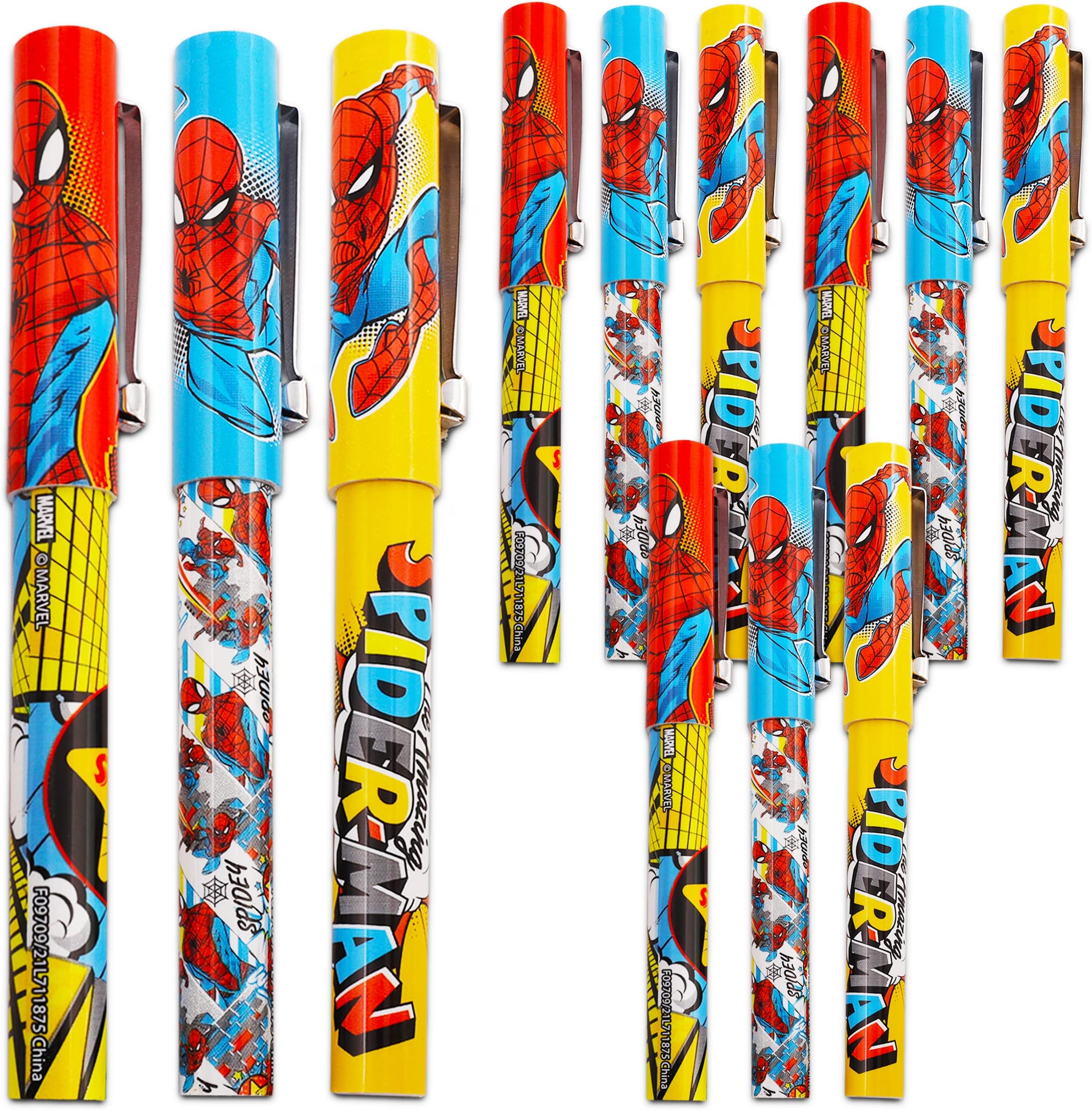 Inkworks Marvel Spiderman Pens Value Bulk Pack ~ 12 Spiderman Ballpoint Pens for Kids, Men, Women (Spider-Man School Supplies, Office Supplies, Party Favors)