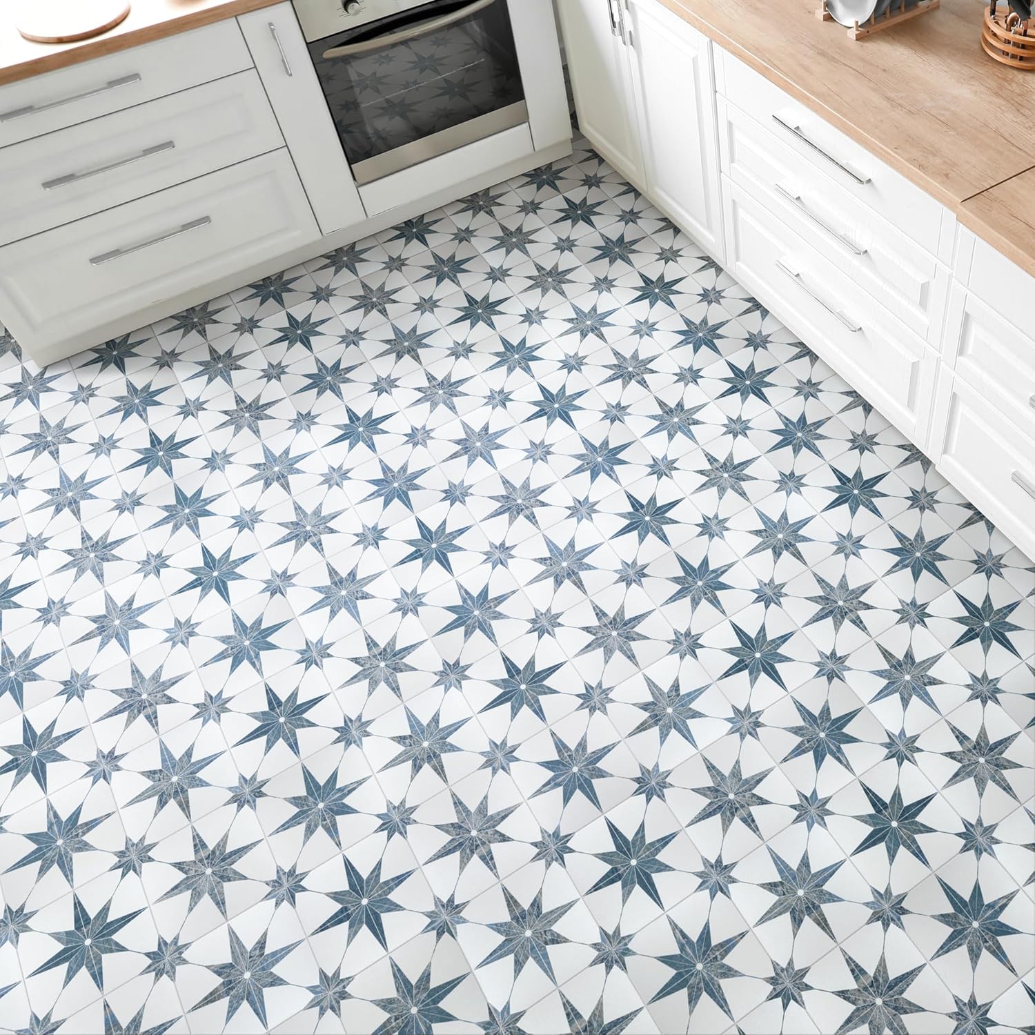 Cassis Stella Blue Porcelain Patterned Wall and Floor Tile