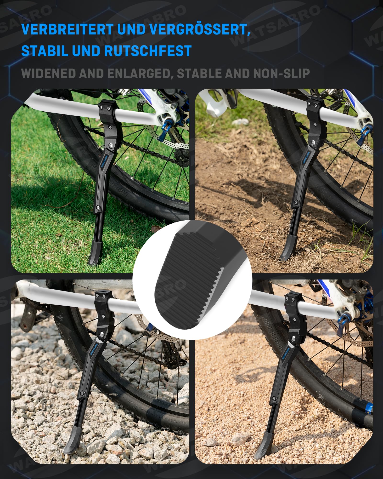WATSABRO Fahrradständer 24-29 Zoll,rutschfest Seitenständer, Höhenverstellbar,Stabil Fahrradständer für Mountainbike, Trekkingrad, Cityrad Sport & Freizeit