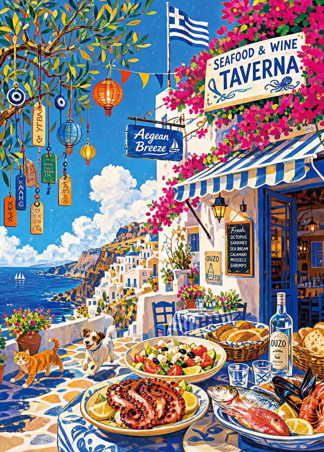Puzzles 1000 Pieces for Adults-Coastal Taverna — image 1
