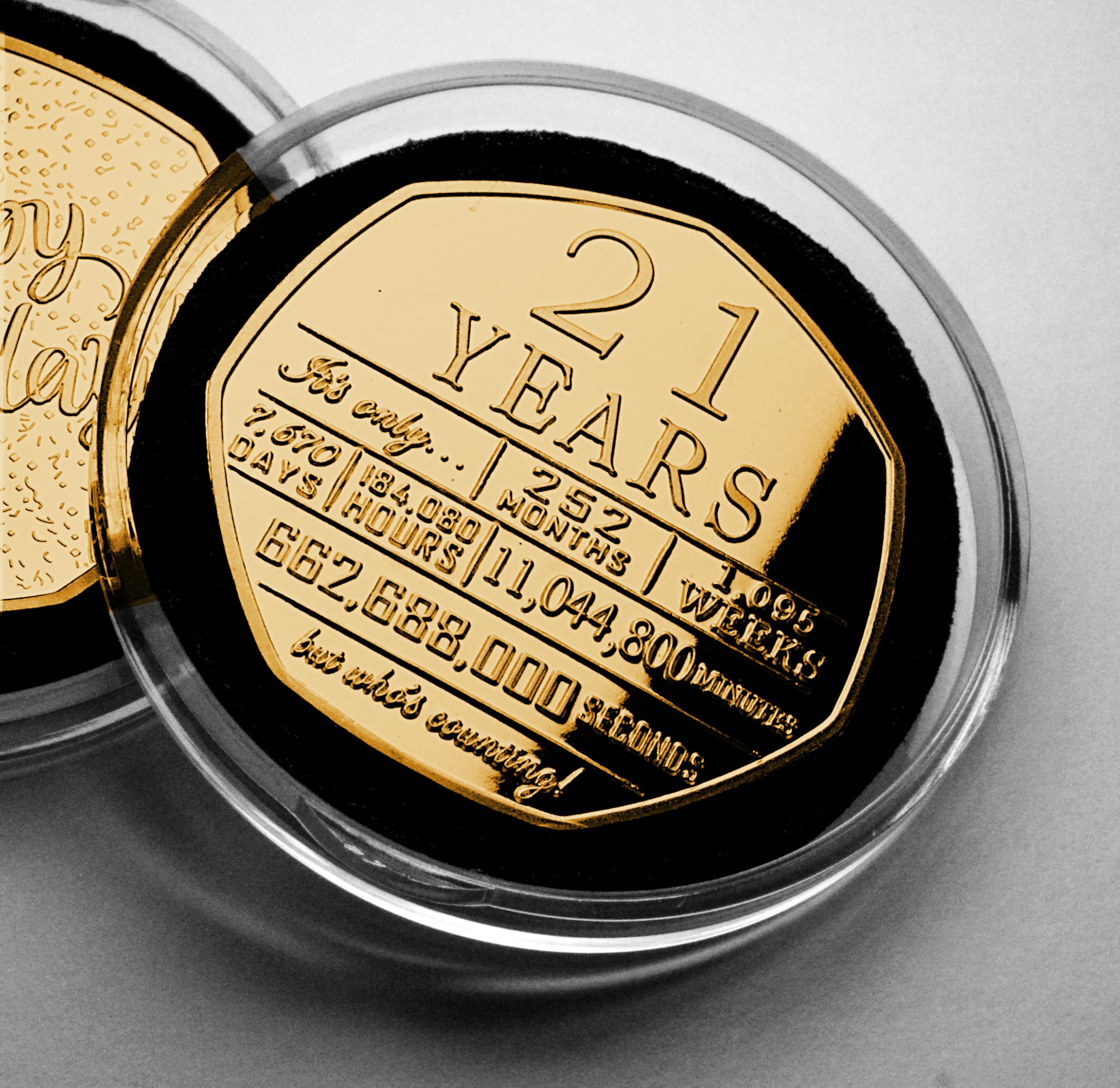 The Commemorative Coin Company 21st Birthday 24ct Gold Commemorative in Capsule. Gift/Present/Son/Daughter/Party. Twenty One 21 Years