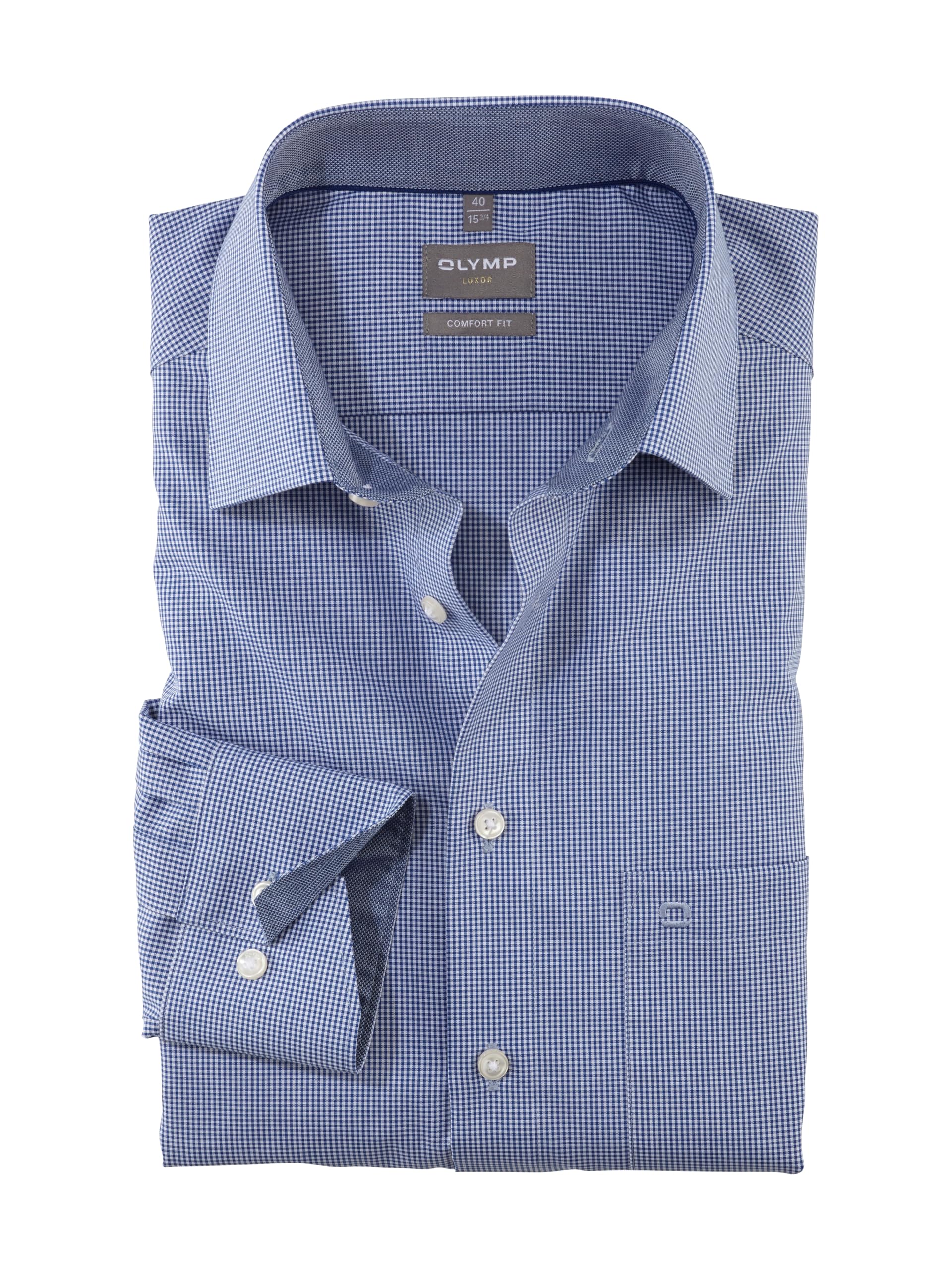 Olymp Luxor Shirt Check Comfort Fit Blue size 44