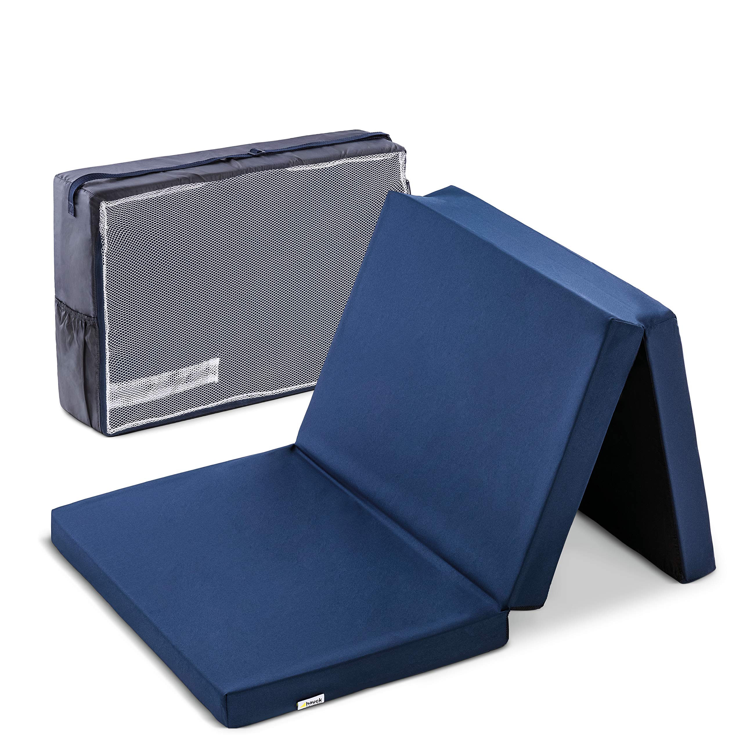Hauck travel Bed Dream N Play Plus, incl travel Bed Mattress, Portable and Foldable, 120 x 60 cm, Blue & Sleeper Reisebett-/Schaumstoff Matratze, 60 x 120 cm, 6 cm hoch, Navy blau
