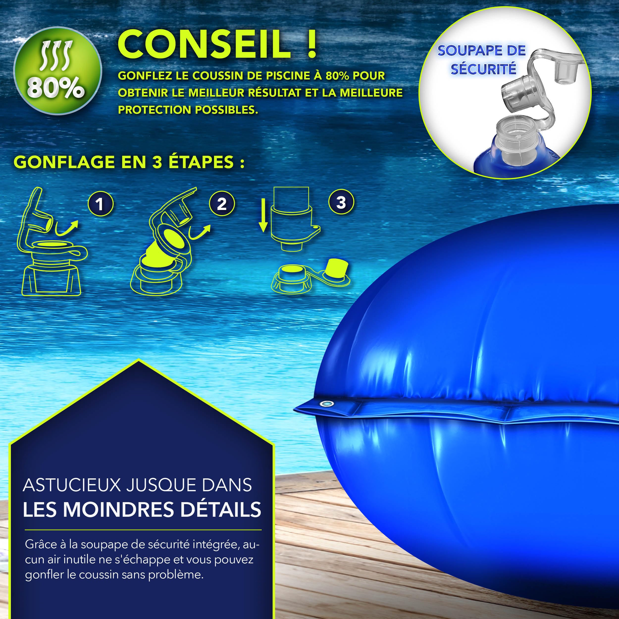 QUICK STAR Coussin De Piscine En PVC Diamètre 400 Cm Bleu