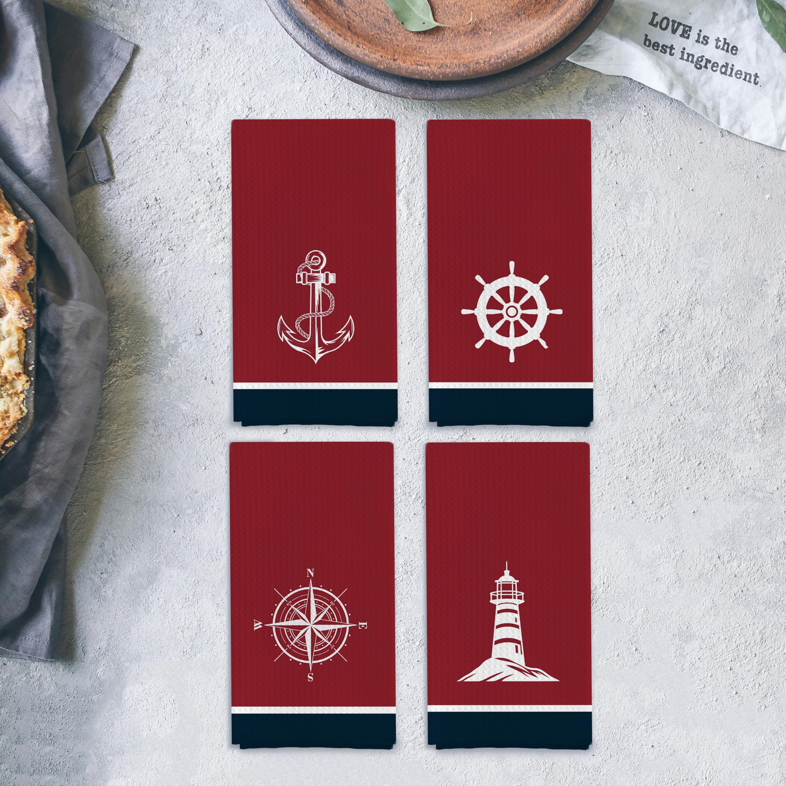 Qpenm Funny Nautical Kitchen Towels - "Time To Get Nauti" Waffle Weave, 16x24 Inches, Set Of 1 - View #4