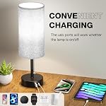 Lampe de chevet gris pour la chambre à coucher 2 - Table de chevet avec USB A + C Port de recharge, 3 Températures de couleur Pull chaîne de nuit lumière de stand avec ampoule, Table latérale lampe de lecture de bureau pour salon