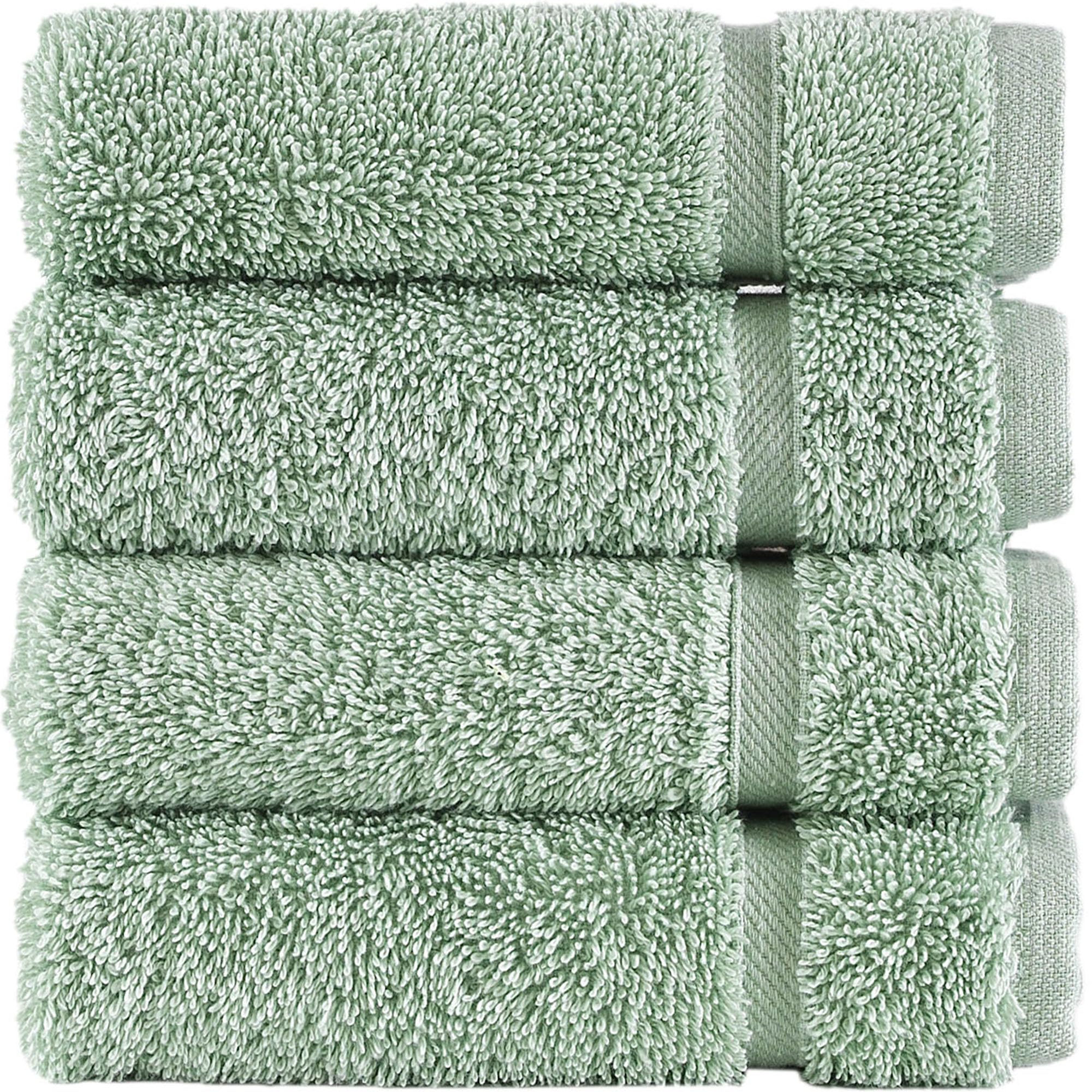 Hawmam Linen Wash Cloths, Turkish Cotton Washcloths, 4 Pack, Light Green