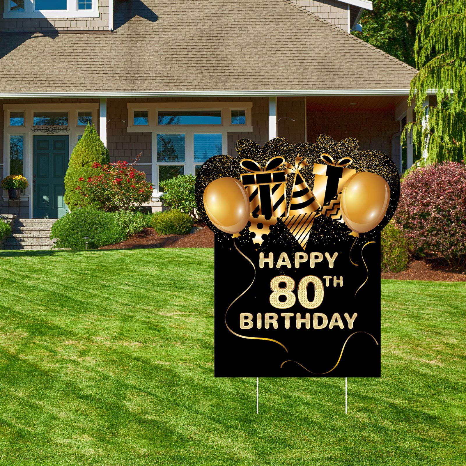 Buy Trgowaul Happy Birthday Yard Signs with Stakes, Black and Gold Lawn