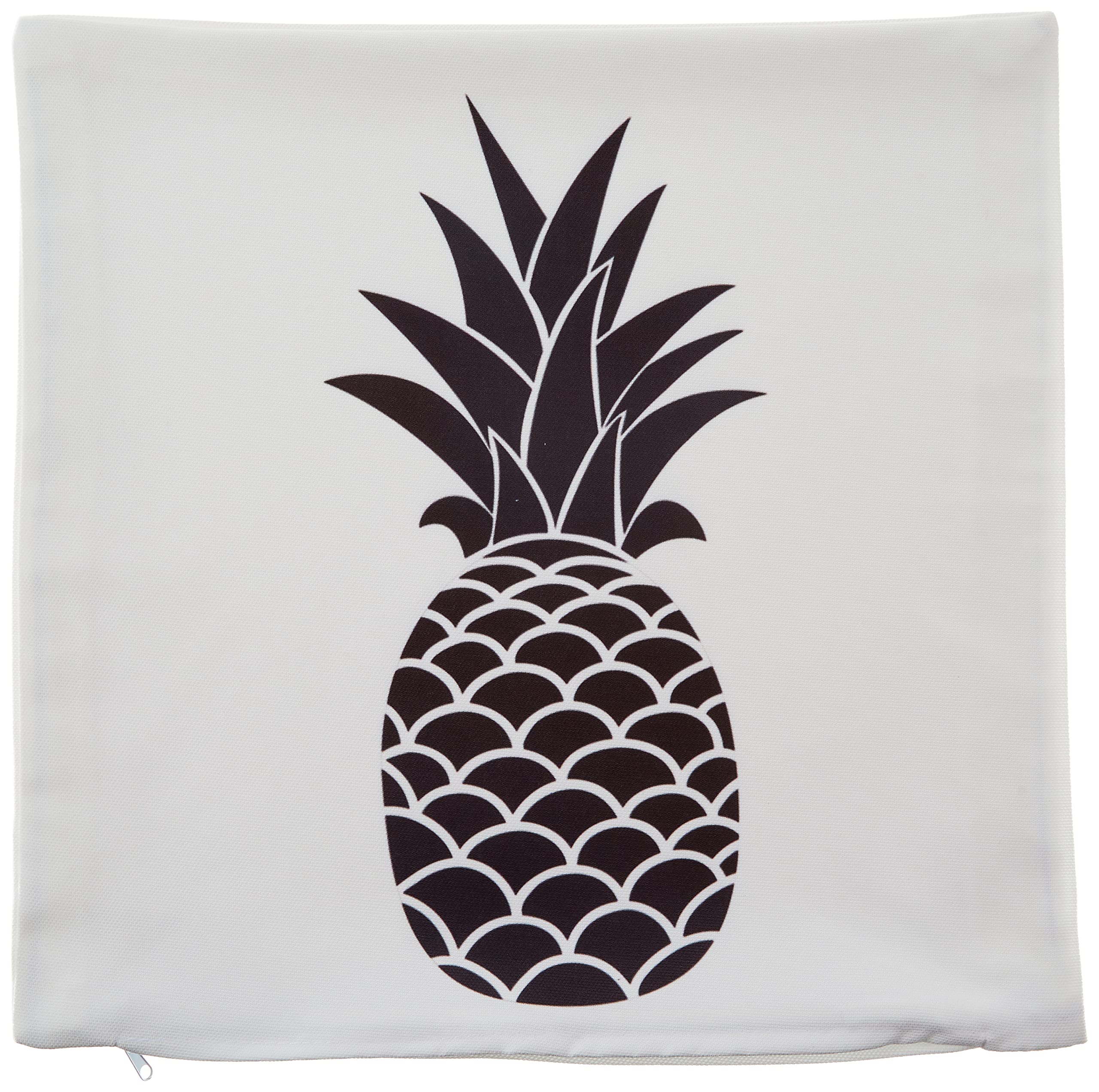 RealHomes K2027 Siyah Beyaz Ananas BasKılıfı Dekoratif Yastık ve Kırlent Kılıfı, 43x43 cm