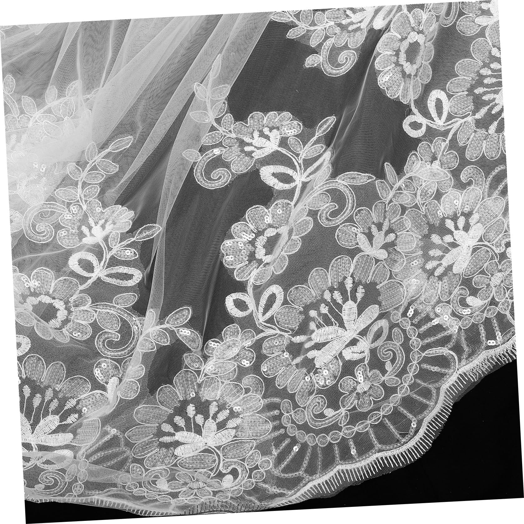 LIFKOME Sposa in Pizzo con Pettine, Bianco, Lunghezza Cappella