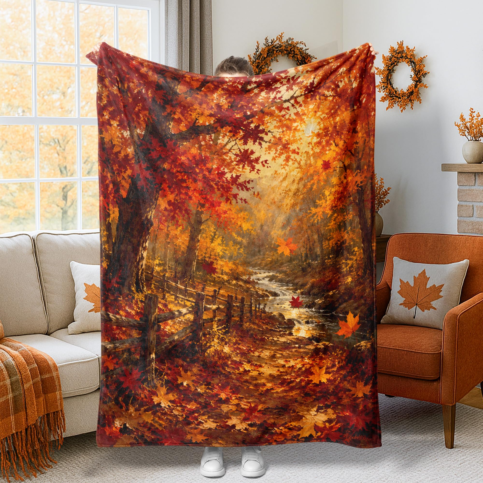 Couverture en polaire contre le froid hivernal plaid orange pour fauteuil et lit