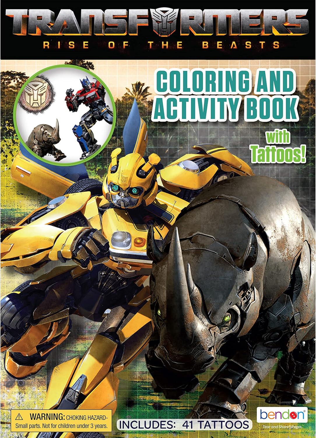Transformers: Rise of the Beasts 48-Page Coloring Book with Temporary Tattoos, Bendon Hasbro 53170