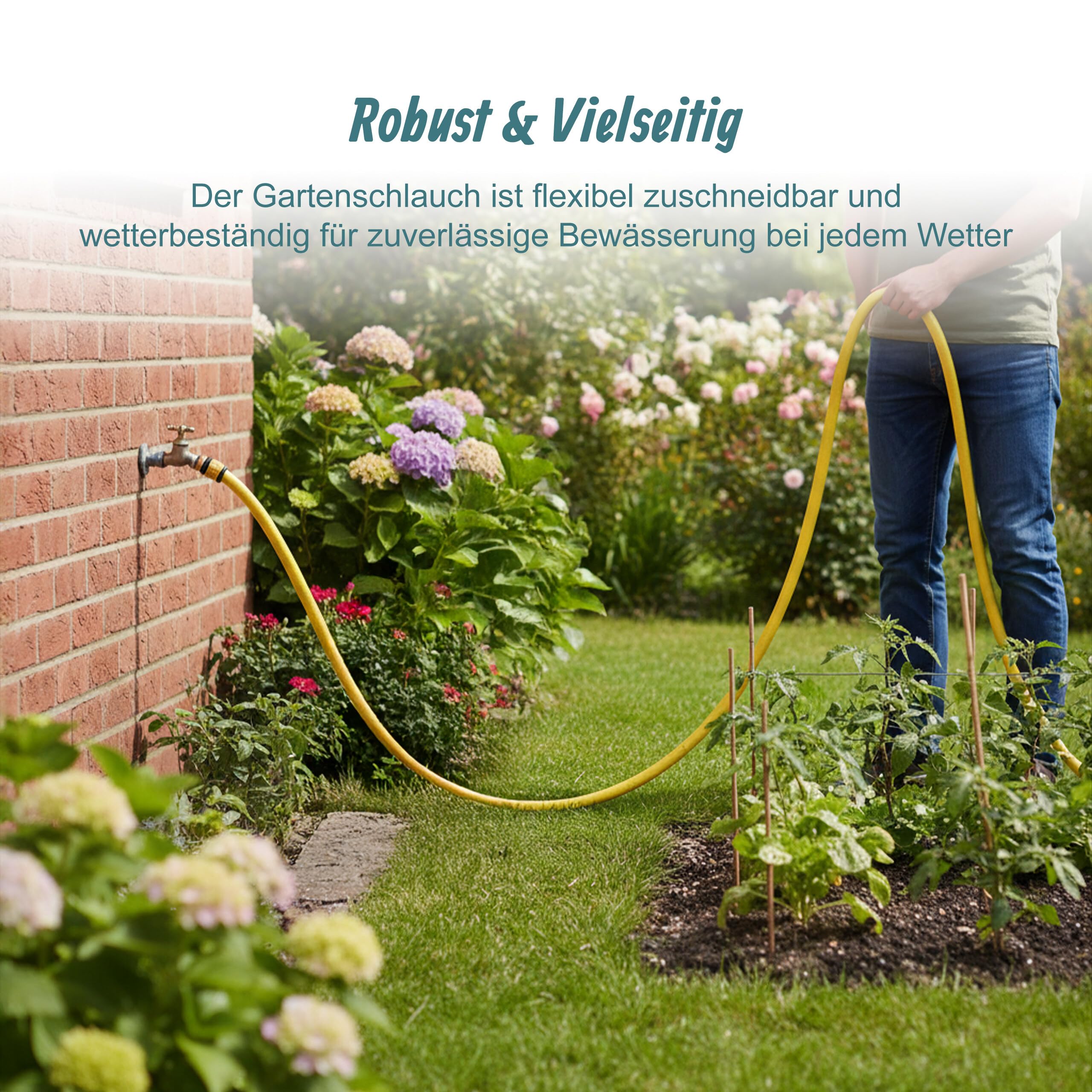 Relaxdays Gartenschlauch, versch. Längen, universeller Wasserschlauch 1/2", UV- & wetterfest, Schlauch Garten, PP, gelb