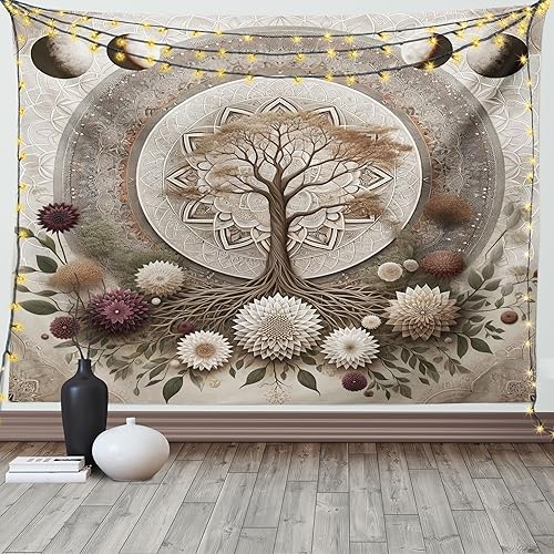 Miniatura 25 de Ambesonne Tapiz de naturaleza, silueta de oso salvaje en el bosque de la selva en la noche oscura, ilustración para colgar en la pared para Verde