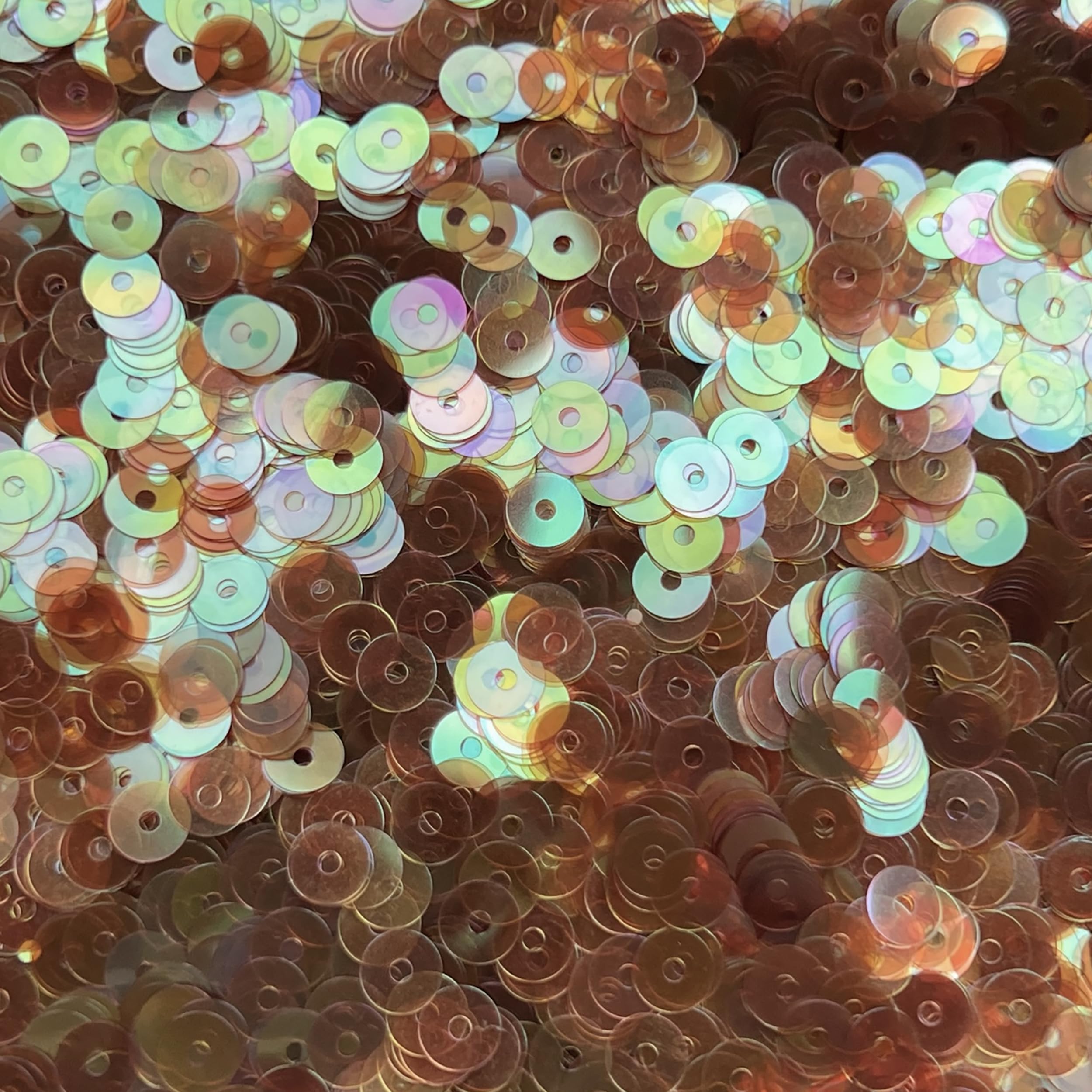 6mm Flat Sequins Topaz Brown Crystal Rainbow Iris Made in USA