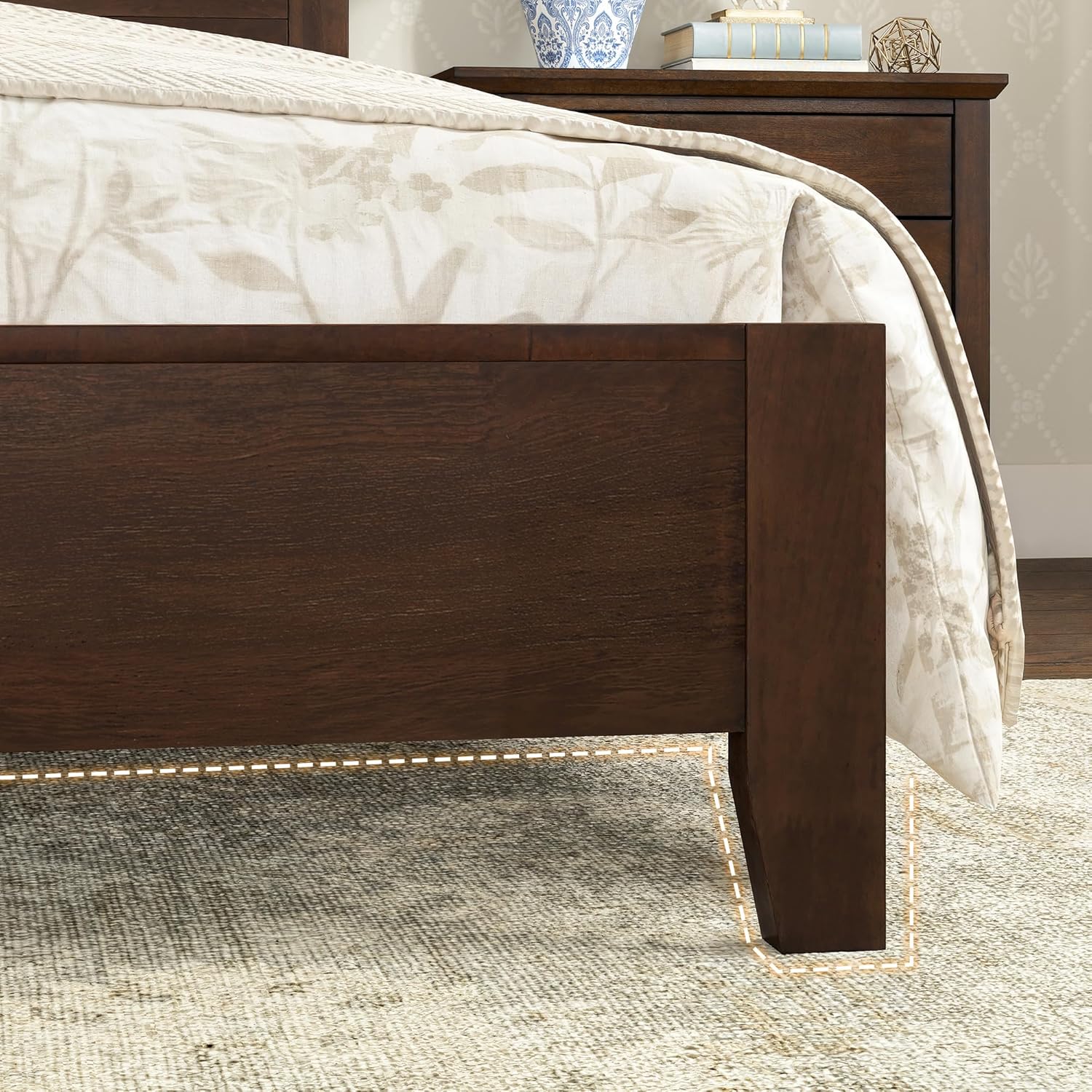 Cozyman Wood Platform Bed Frame Queen Size with Headboard, Camas Queen, Acacia Wood, No Box Spring Needed, Easy Assembly, Walnut