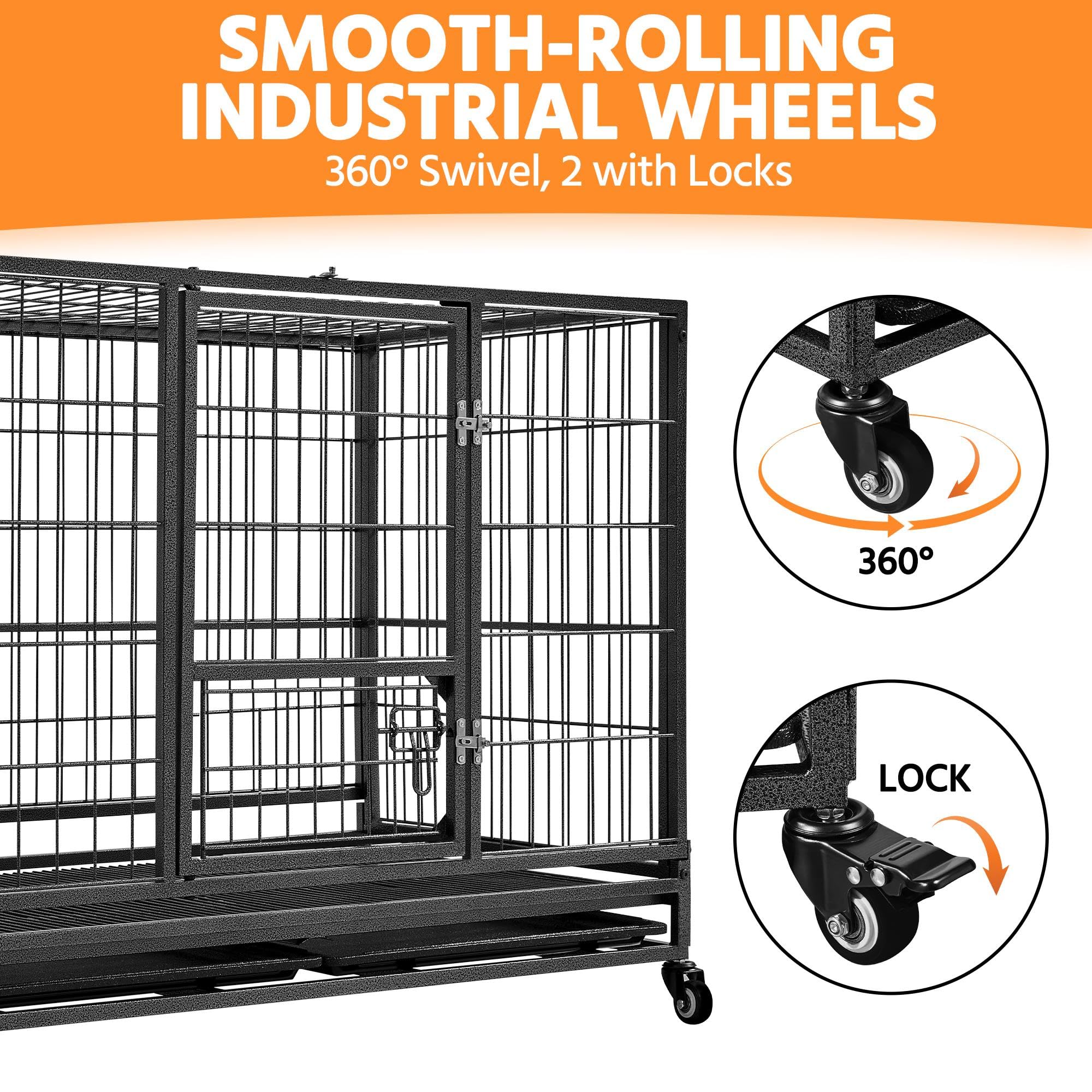 Yaheetech Gabbia per Cani Kennel Pieghevole 106 x 65 x 81 cm in Metallo Grande Tetto Apribile Medio con Ruote e Chiavistello Due Vassoi Rimovibili Sportello Nero