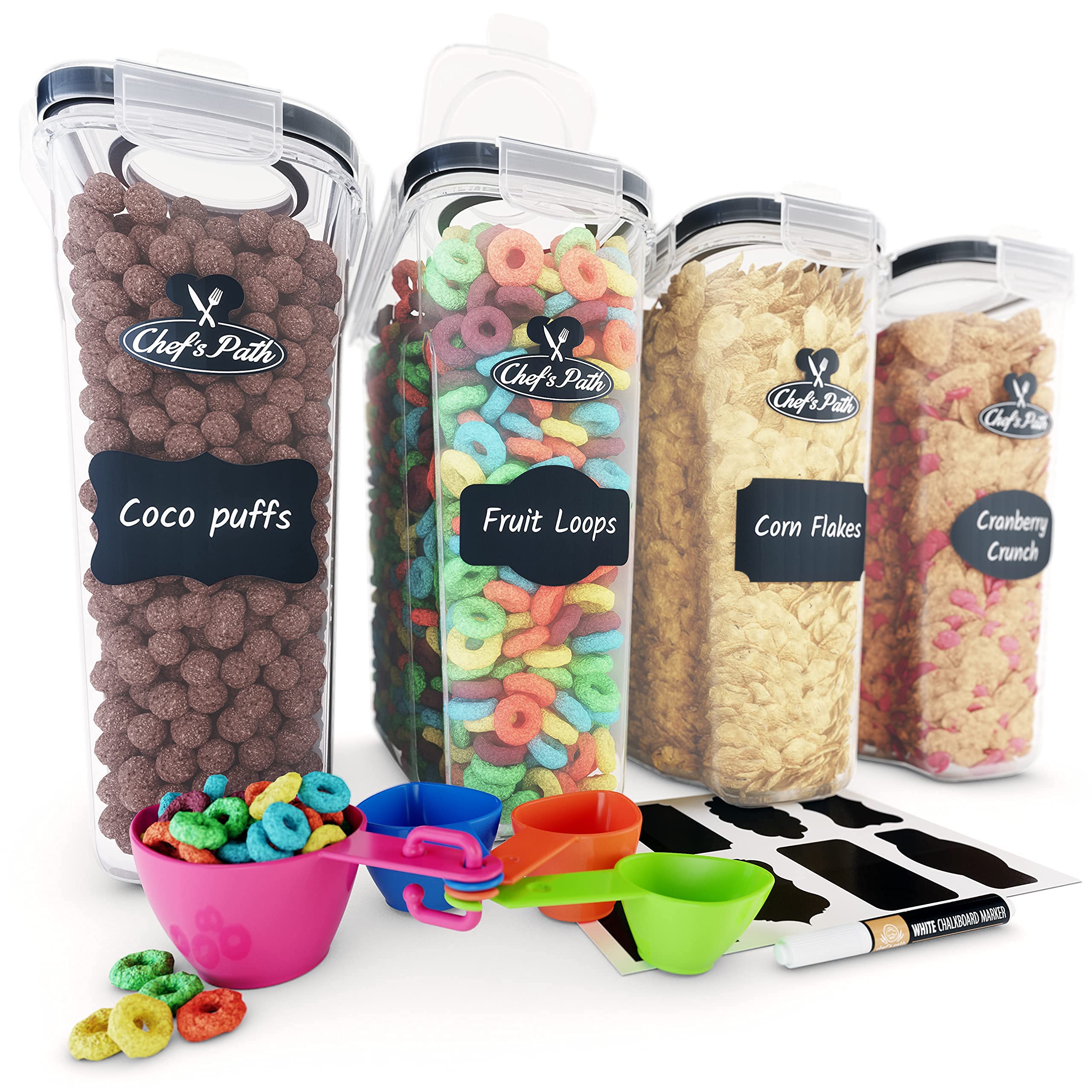 Cereal Containers Storage Set Large (4L,135.2 Oz), Airtight Food