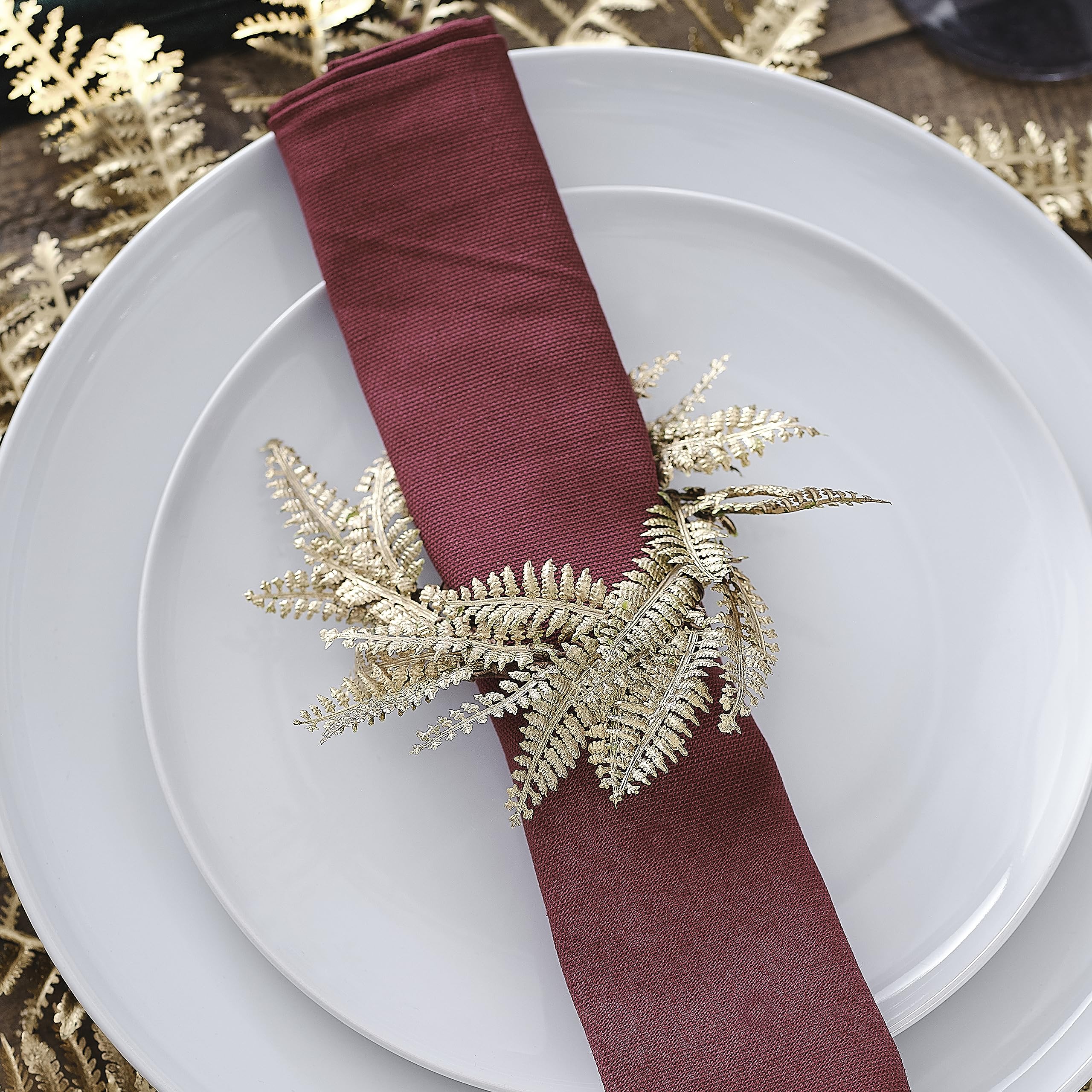 Ginger Ray Gold Fern Wreath Christmas Table Napkin Rings Tabletop Decorations 4 Pack