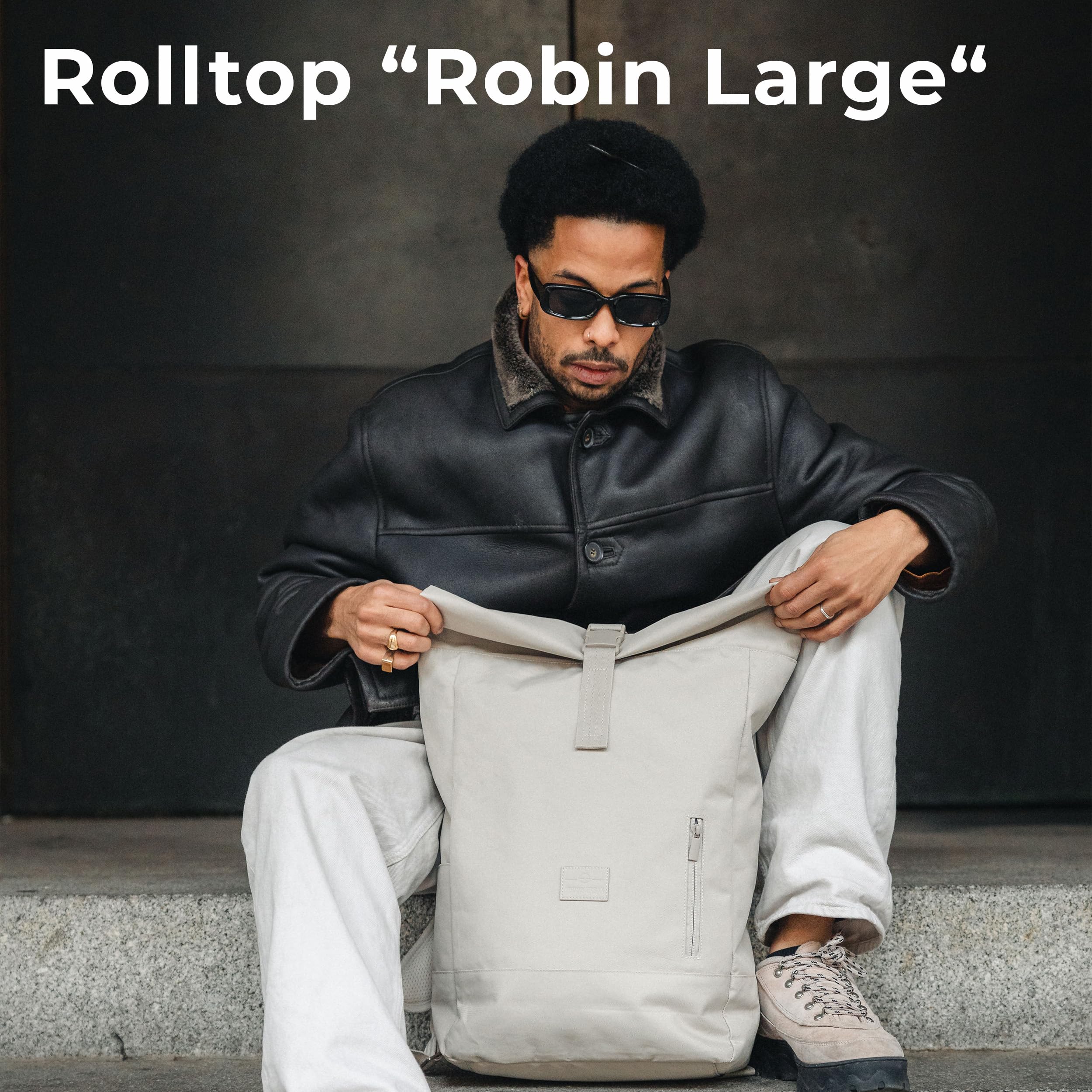 Johnny Urban Rolltop Rucksack Damen & Herren - Robin Large - Tagesrucksack mit 16 Zoll Laptopfach - Recyceltes PET - 18-22L - Wasserabweisend