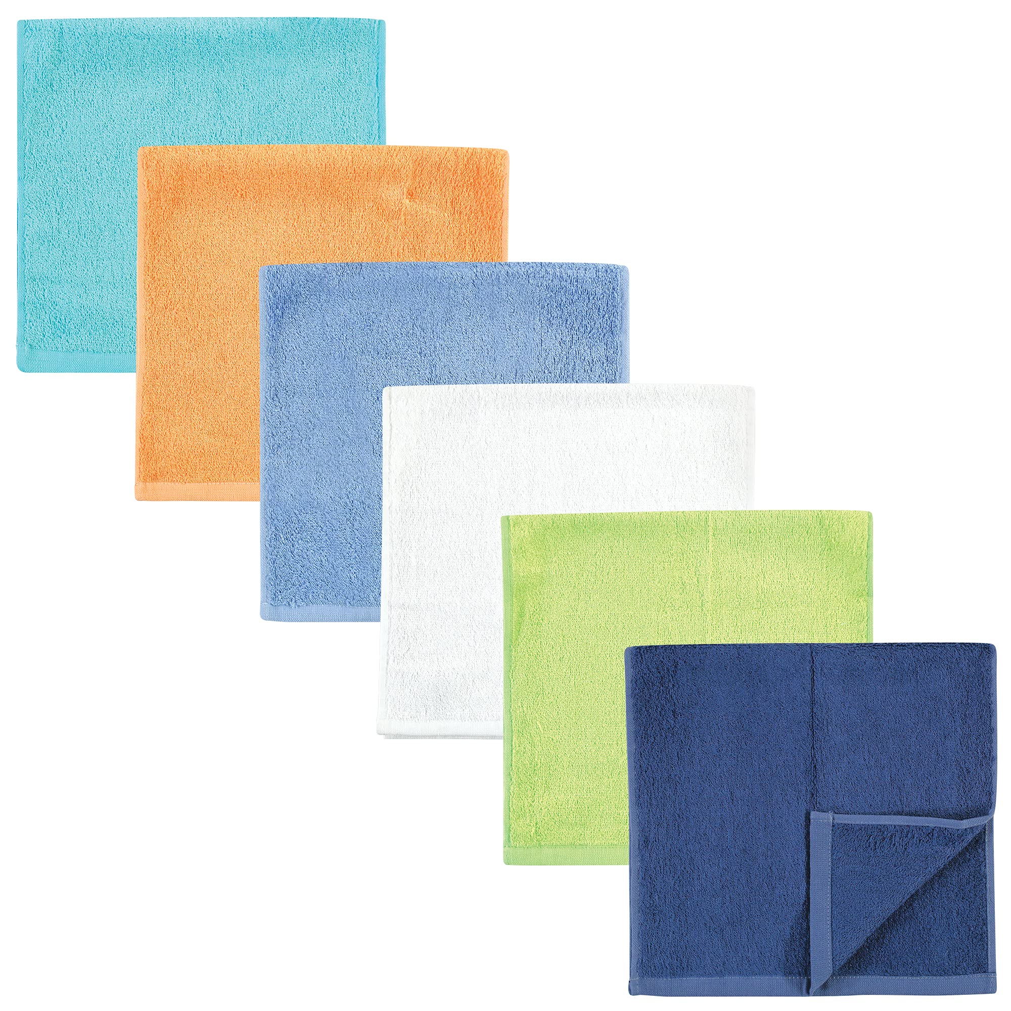 Hudson Baby Baby Rayon from Bamboo Burpcloth 6pk, Blue Orange Lime, One Size Bandana, Azul Naranja Lima, Talla única Unisex bebé