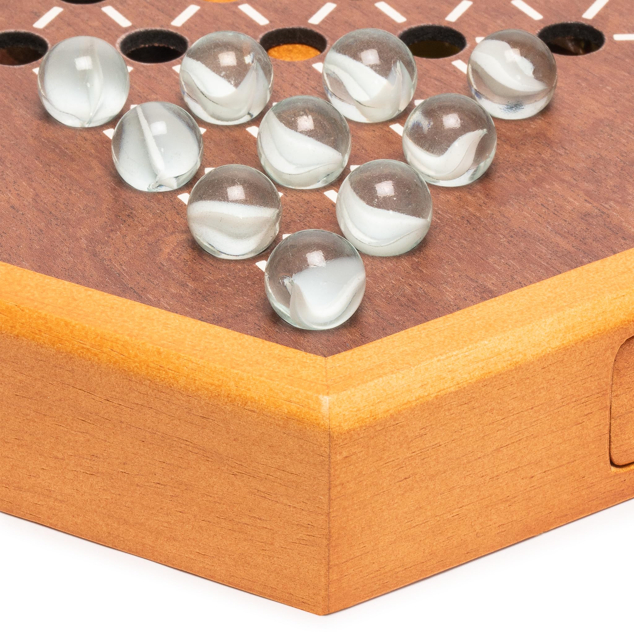 Halma Classique Familial Jeu De Dames Chinoises Halma En Bois - 30,5cm - Avec Billes De Verre Colorées Jeu De Dame Chinoise