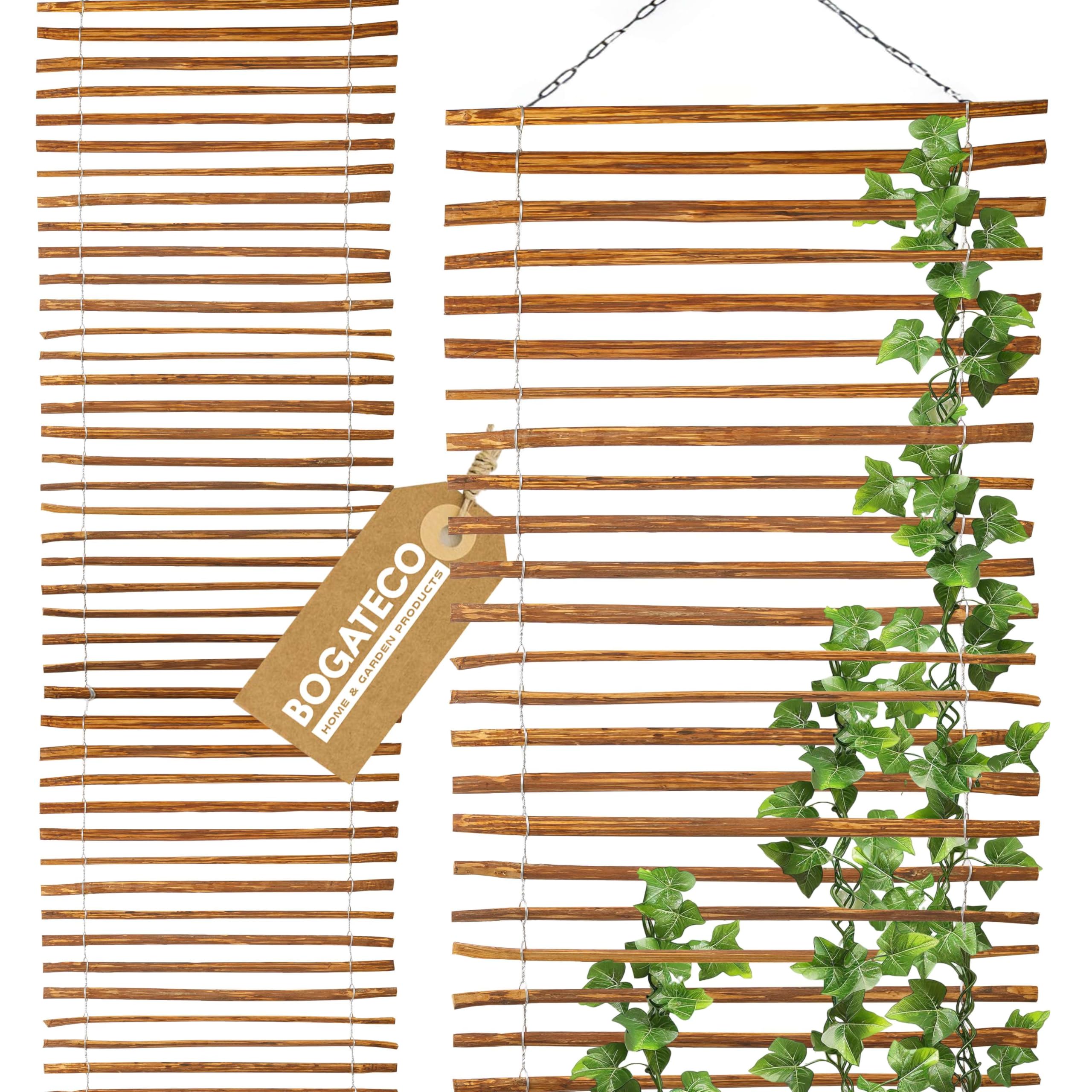 BOGATECO Griglia per traliccio in nocciola per piante rampicanti, 100 x 200 cm, marrone, 2 misure a scelta, ideale per il giardino, il balcone e la terrazza, la privacy