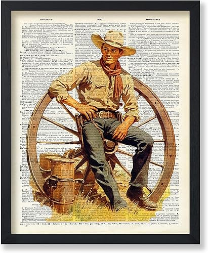Miniatura 12 de Poster Master Póster artístico de diccionario, estampado retro de vaquero y caballo, arte del salvaje oeste, arte occidental, arte moderno, regalo