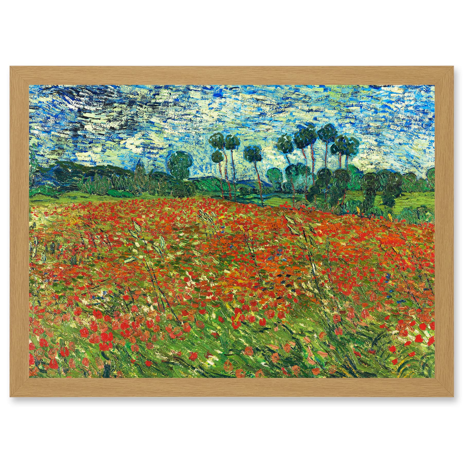 Artery8 Vincent Van Gogh Poppy Field Painting Artwork Framed Wall Art Print A4