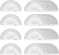 eBoot 50 Pack Clear Plastic 4-Inch 180° Protractors - Accurate Dual-Scale Math Geometry Tools for Students & Teachers