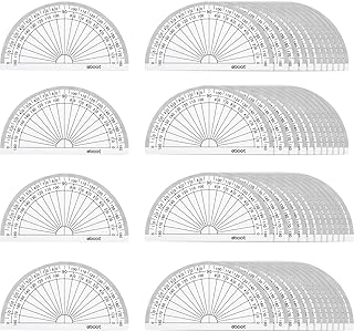 EBOOT 50 Pcs Math Protractors Plastic Protractor 180 Degrees, 4 Inches(Clear)