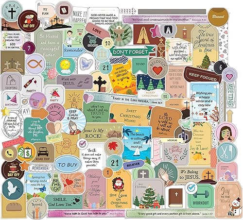 Mr. Pen Calcomanías cristianas para diario – 31 hojas, 1034 piezas, suministros de diario bíblico
